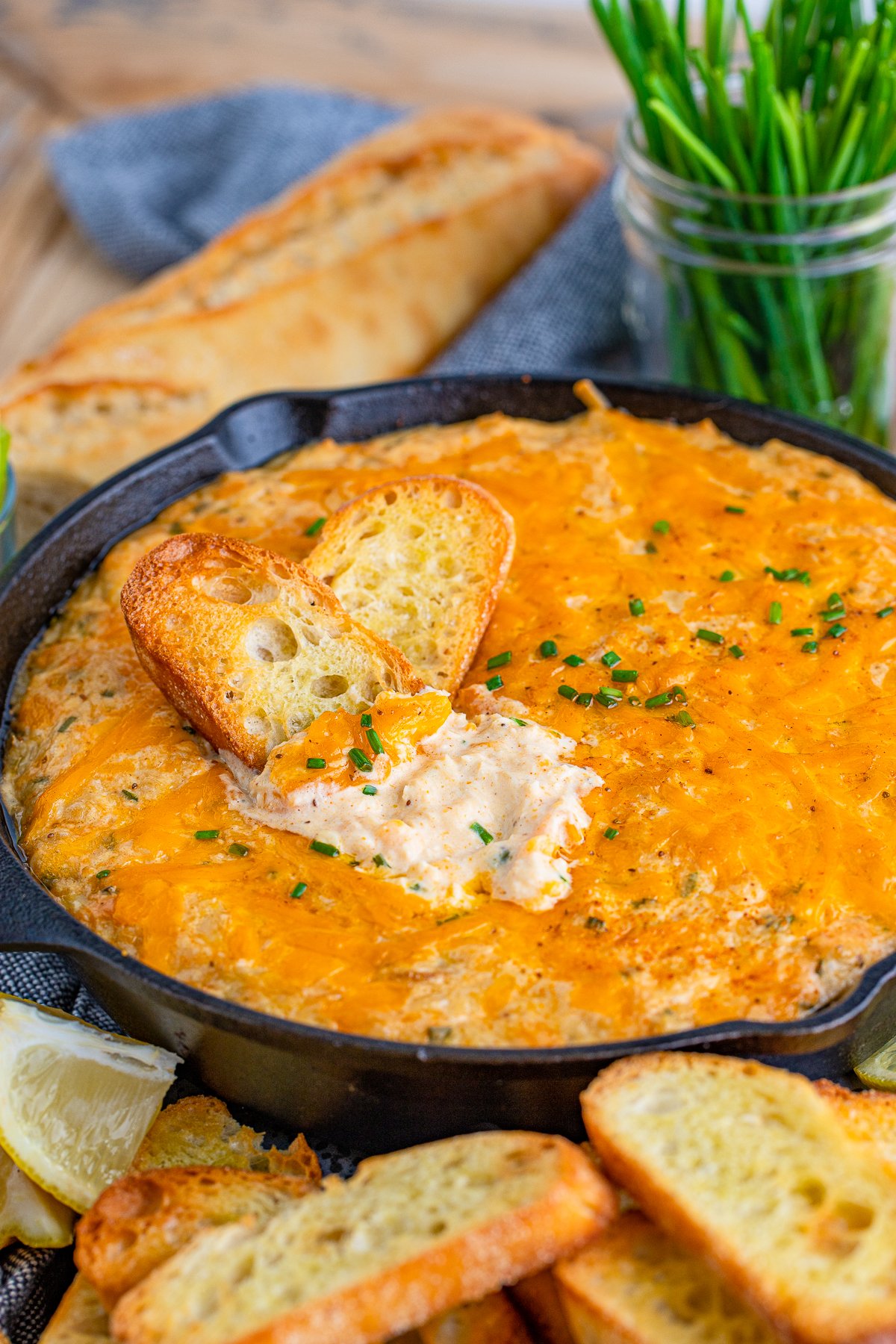 Two pieces of bread in Smoked Crab Dip Recipe.
