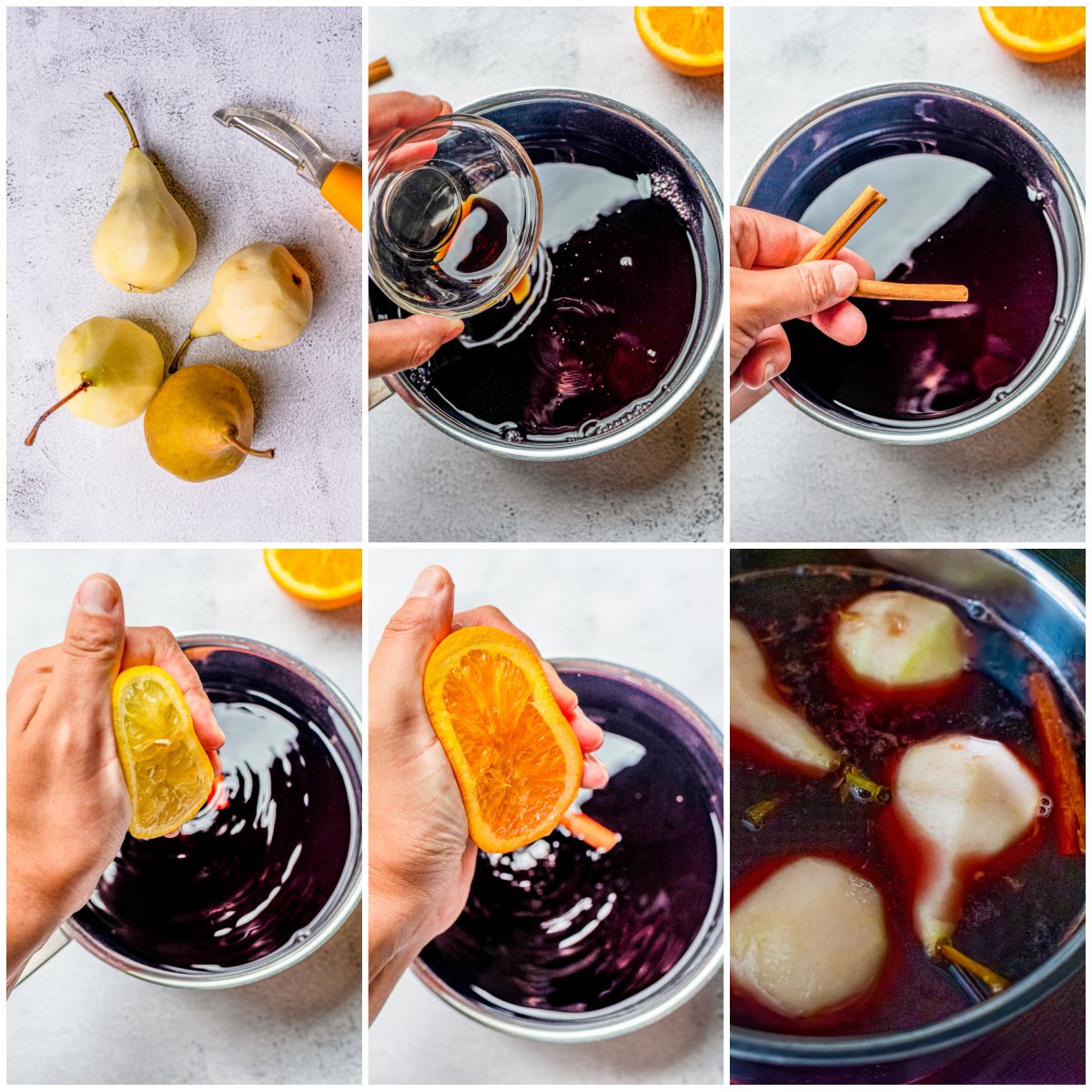 Step by step photo on how to make Poached Pears.
