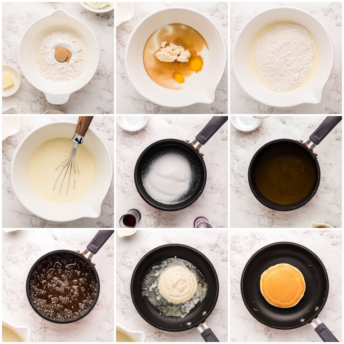 Step by step photos on how to make Ricotta Pancakes.