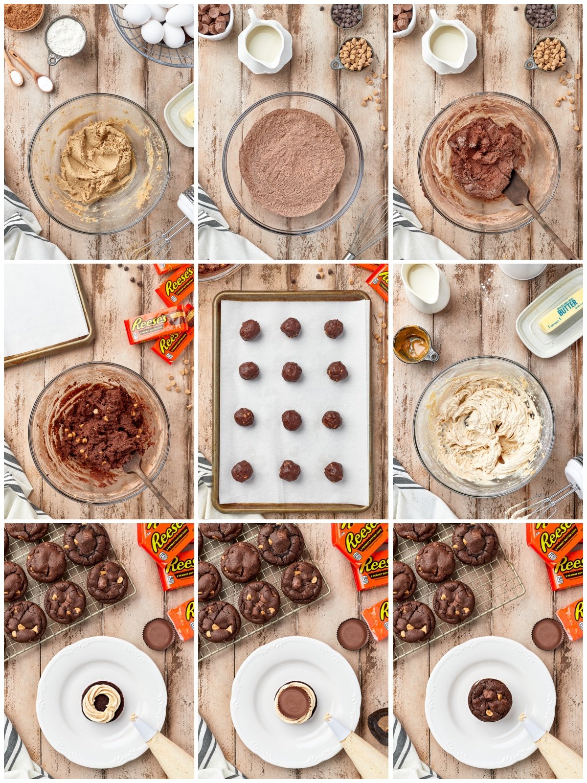 Step by step photos on how to make Reese's Sandwich Cookies.