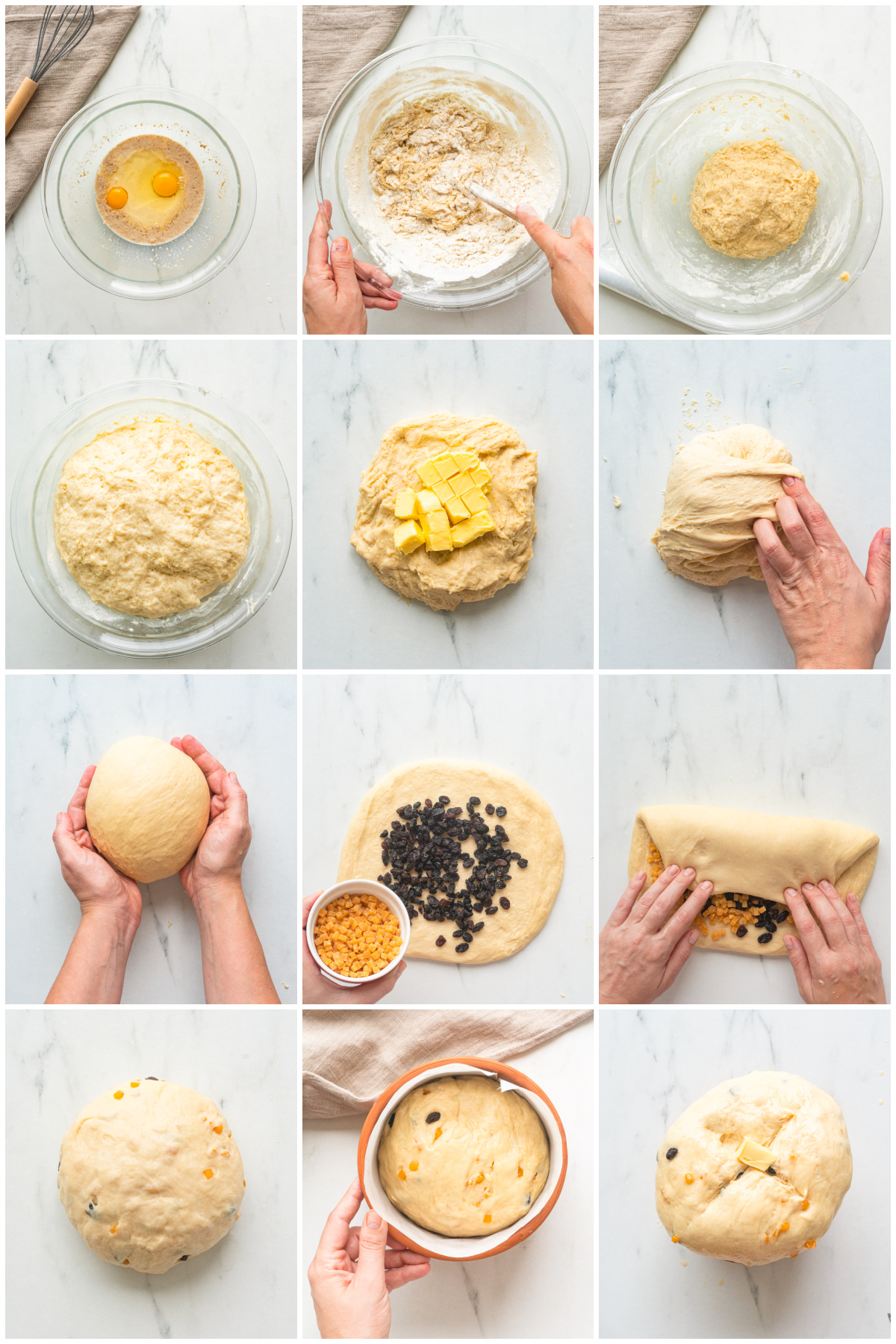 Step by step photos on how to make a Panettone Recipe.