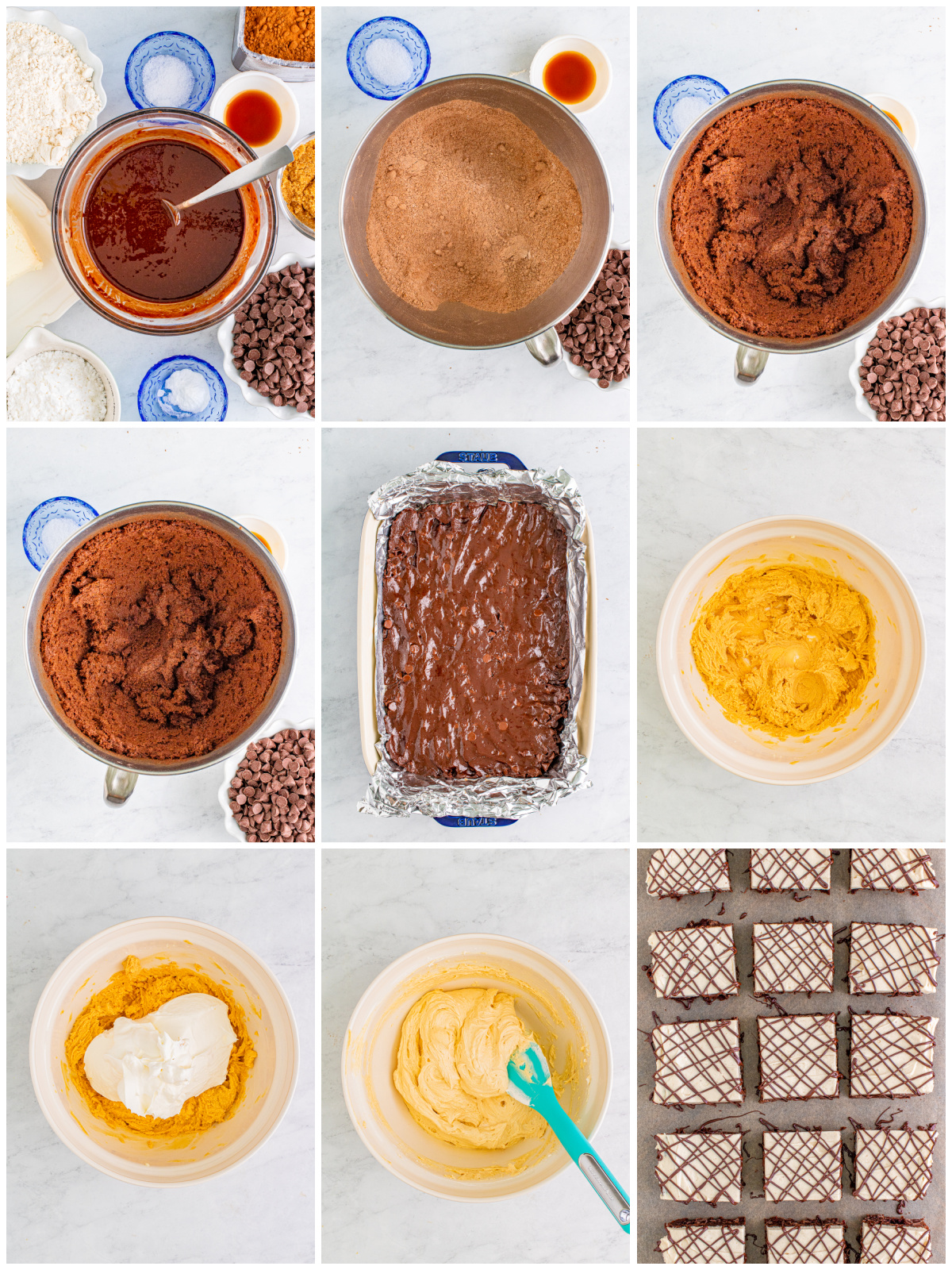 Step by step photos on how to make Peanut Butter Brownies.