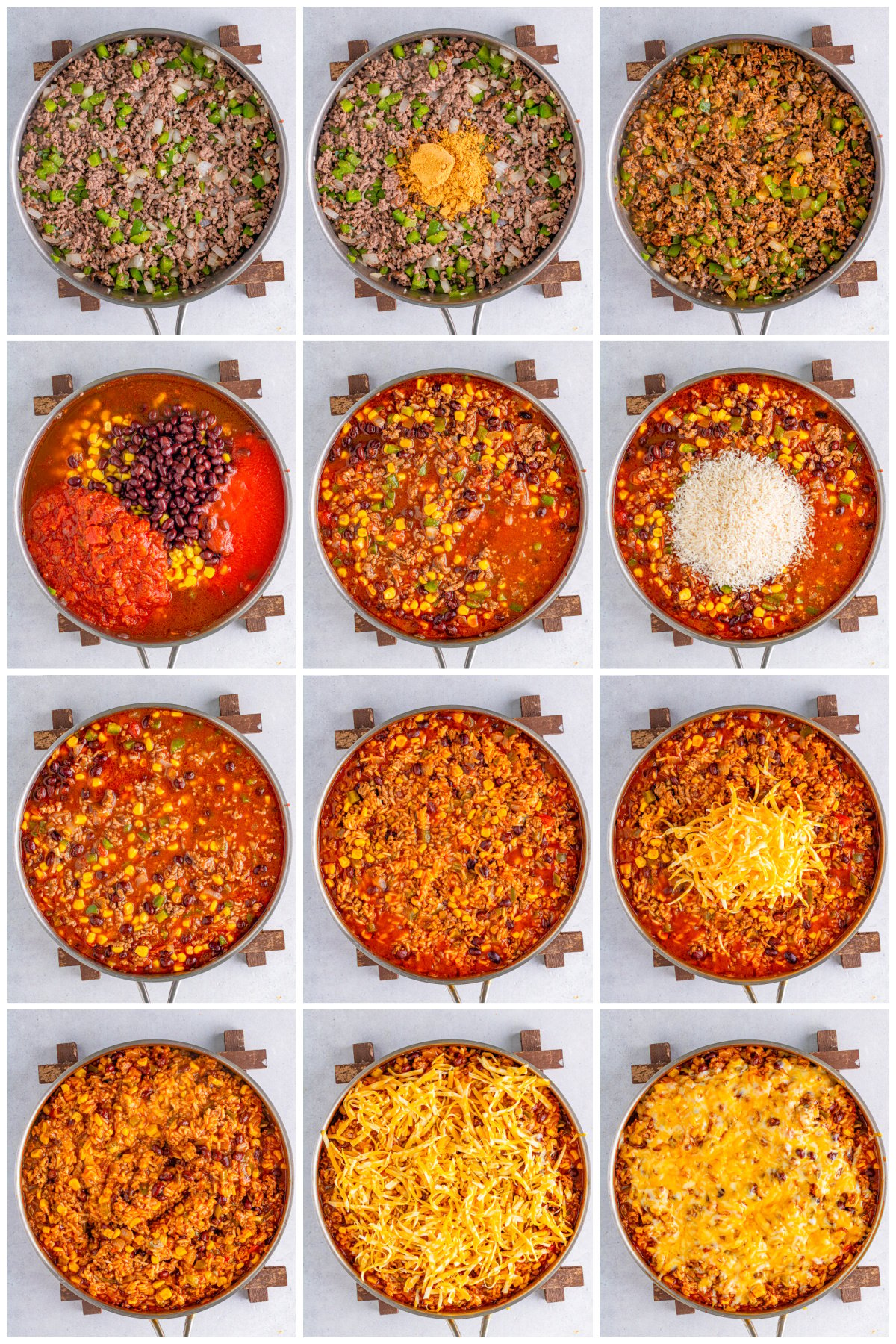 Step by step photos on how to make Mexican Rice Casserole.