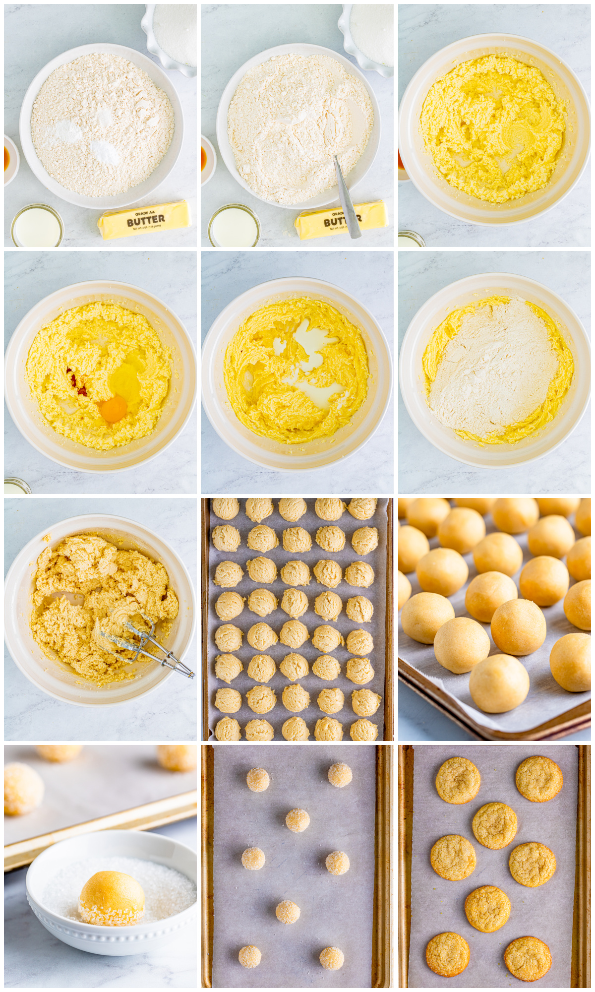 Step by step photos on how to make Chewy Sugar Cookies.