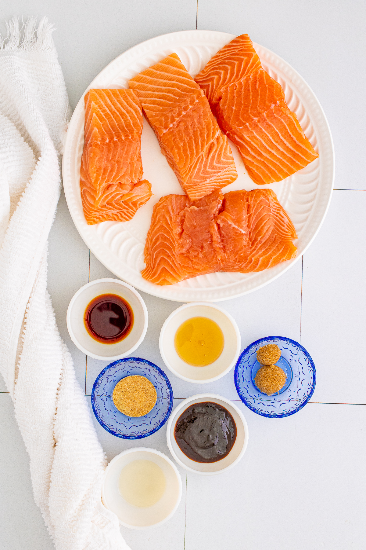 Ingredients needed to make an Air Fryer Salmon Recipe.