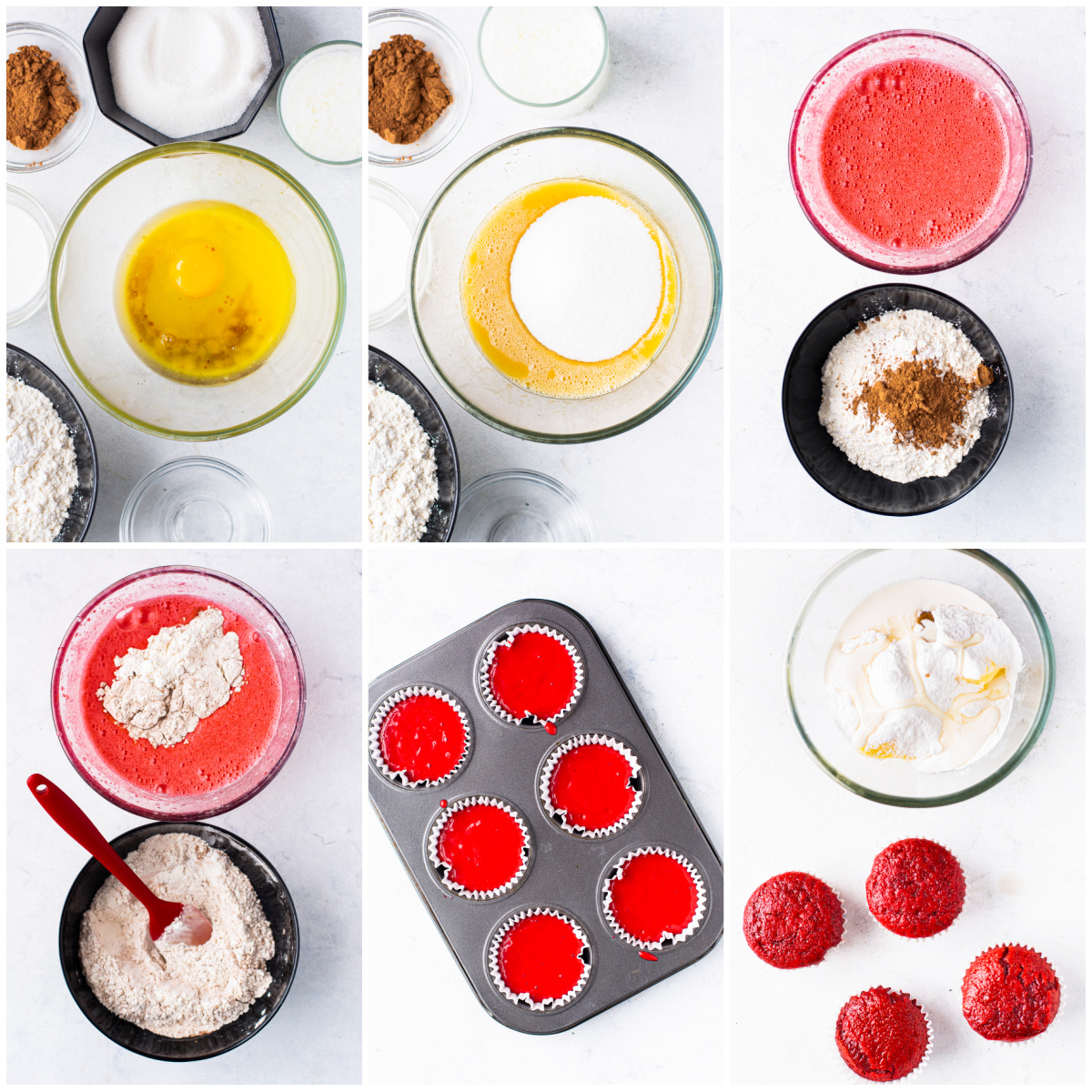 Step by step photos on how to make a Red Velvet Cupcake Recipe.
