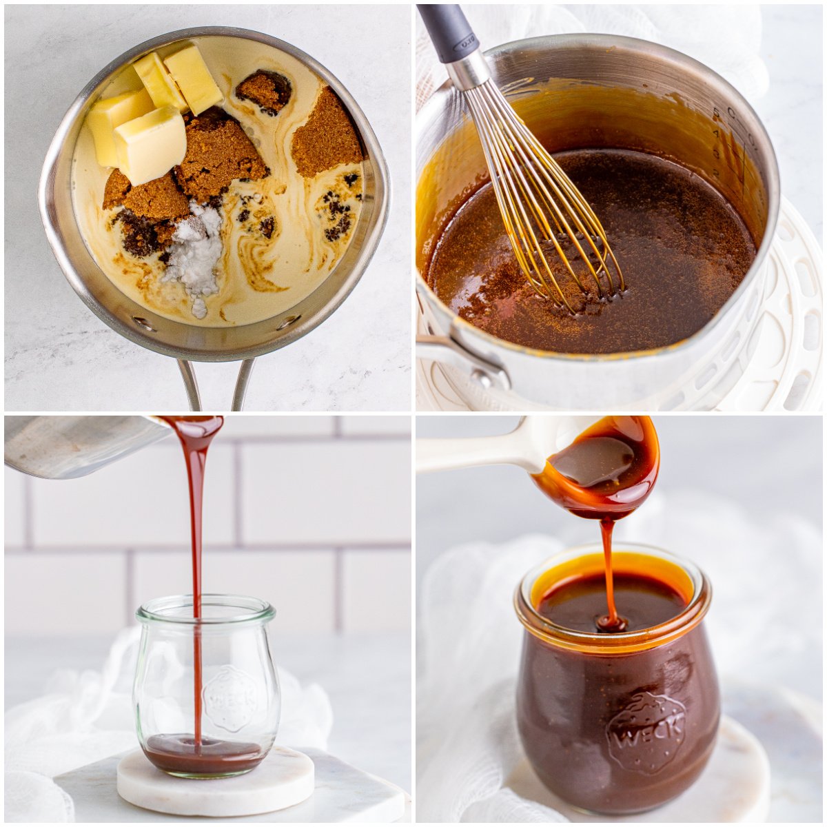 Step by step photos on how to make Butterscotch Sauce.