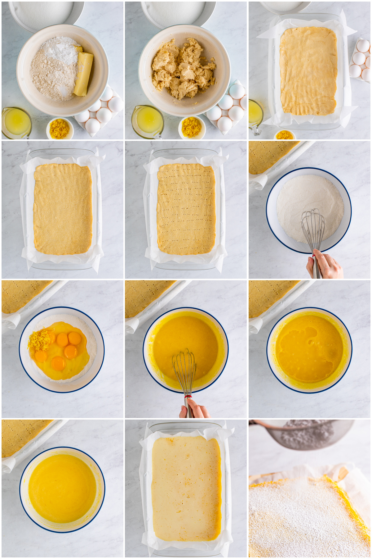 Step by step photos on how to make a Lemon Bar Recipe.