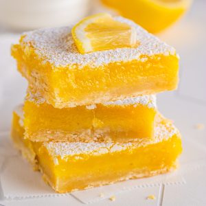 Square image of three stacked Lemon Bar Recipe.