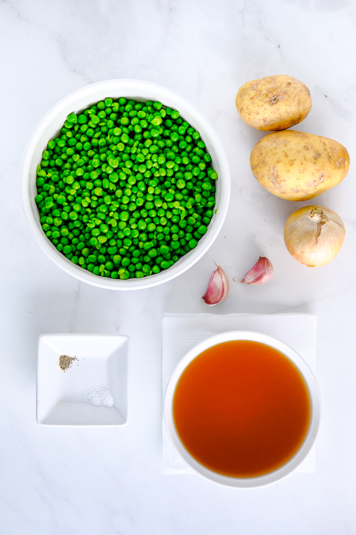 Ingredients needed to make a Pea Soup Recipe.