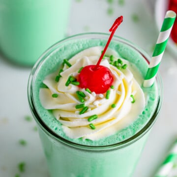 Close up of one Shamrock Shake overhead.
