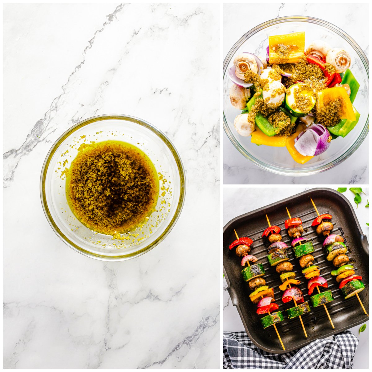 Step by step photos on how to make Grilled Vegetable Kebabs.