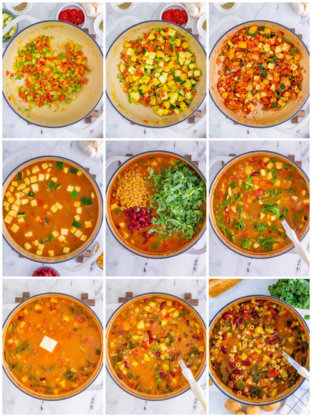 Step by step photo on how to make Minestrone Soup Recipe.