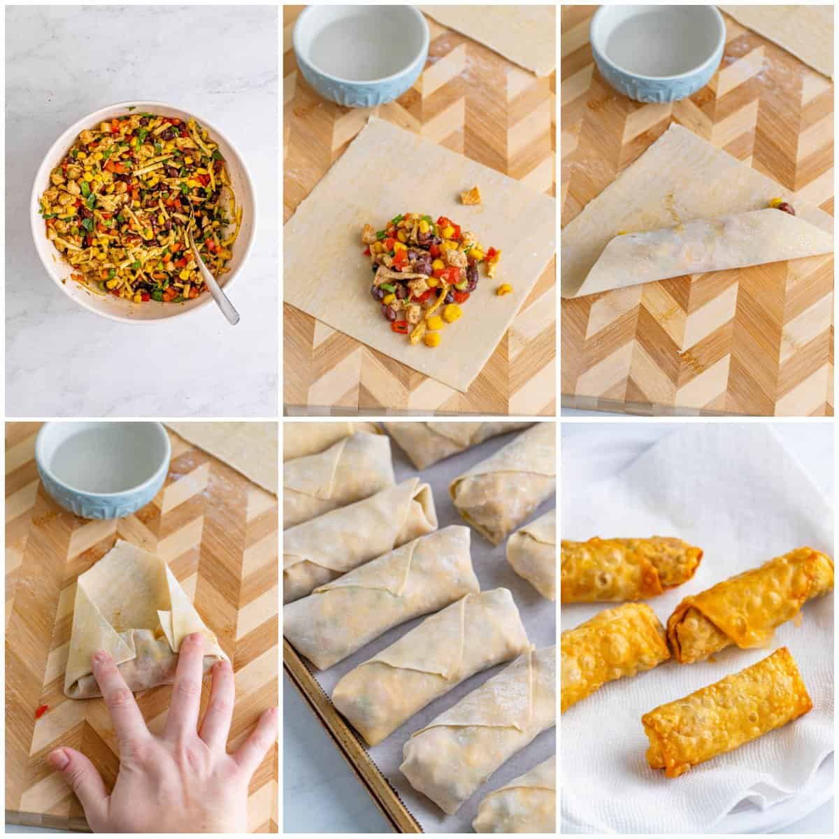 Step by step photos on how to make Southwest Egg Rolls