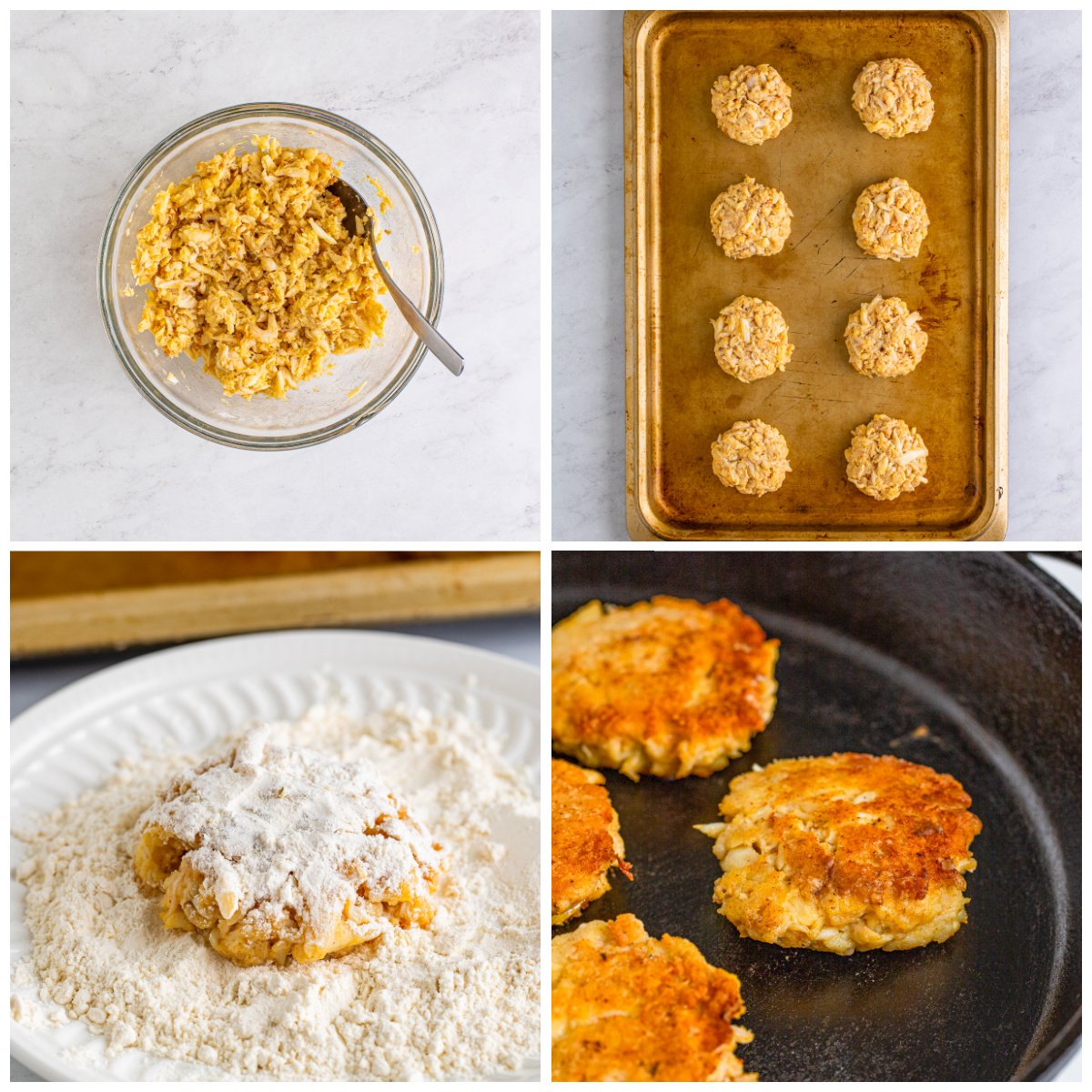 Step by step photos on how to make a Crab Cake Recipe.
