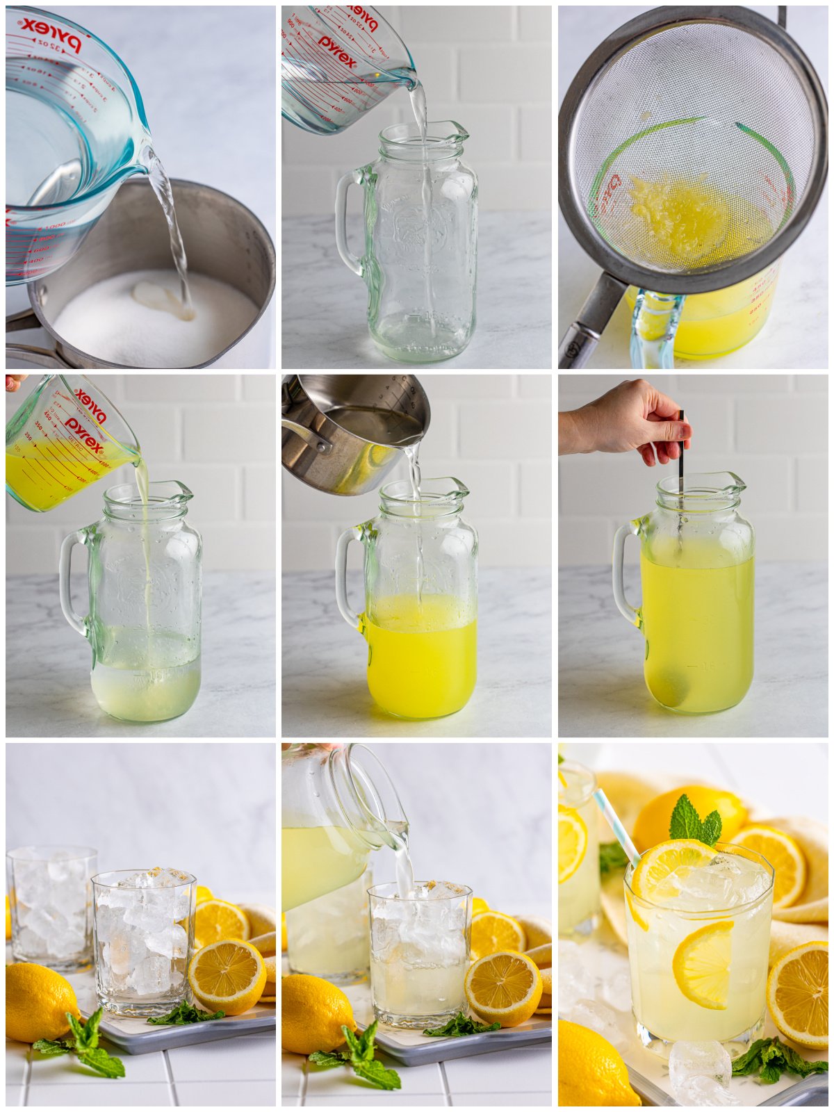 Step by step photos on how to make a Lemonade Recipe.