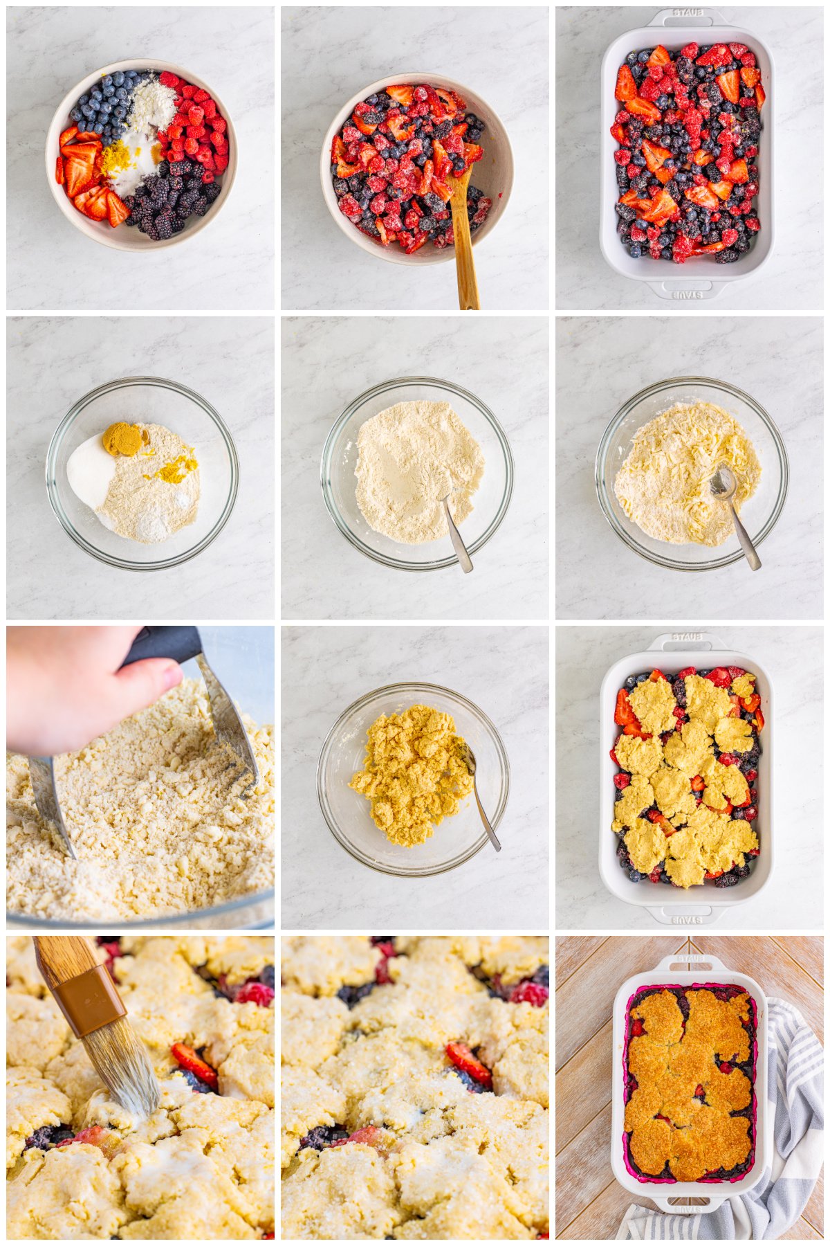 Step by step photos on how to make Berry Cobbler.