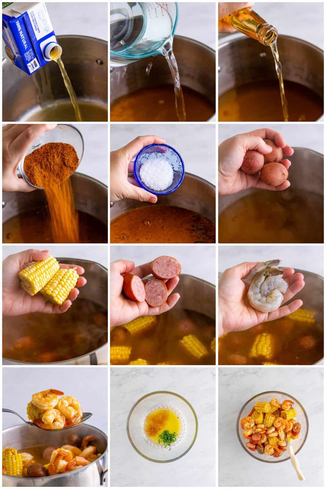Step by step photos on how to make a Shrimp Boil.