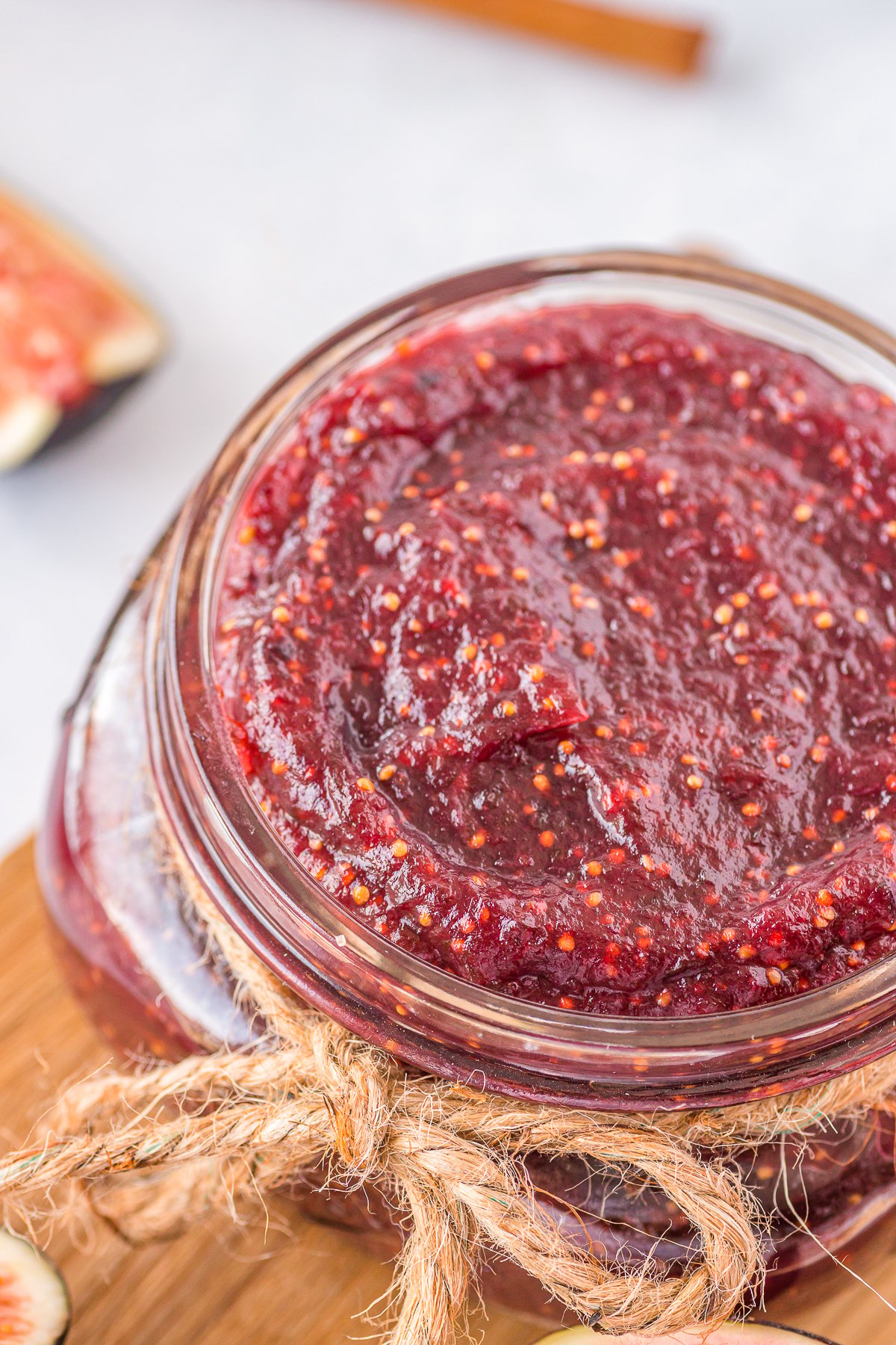 Overhead of jam in jar.