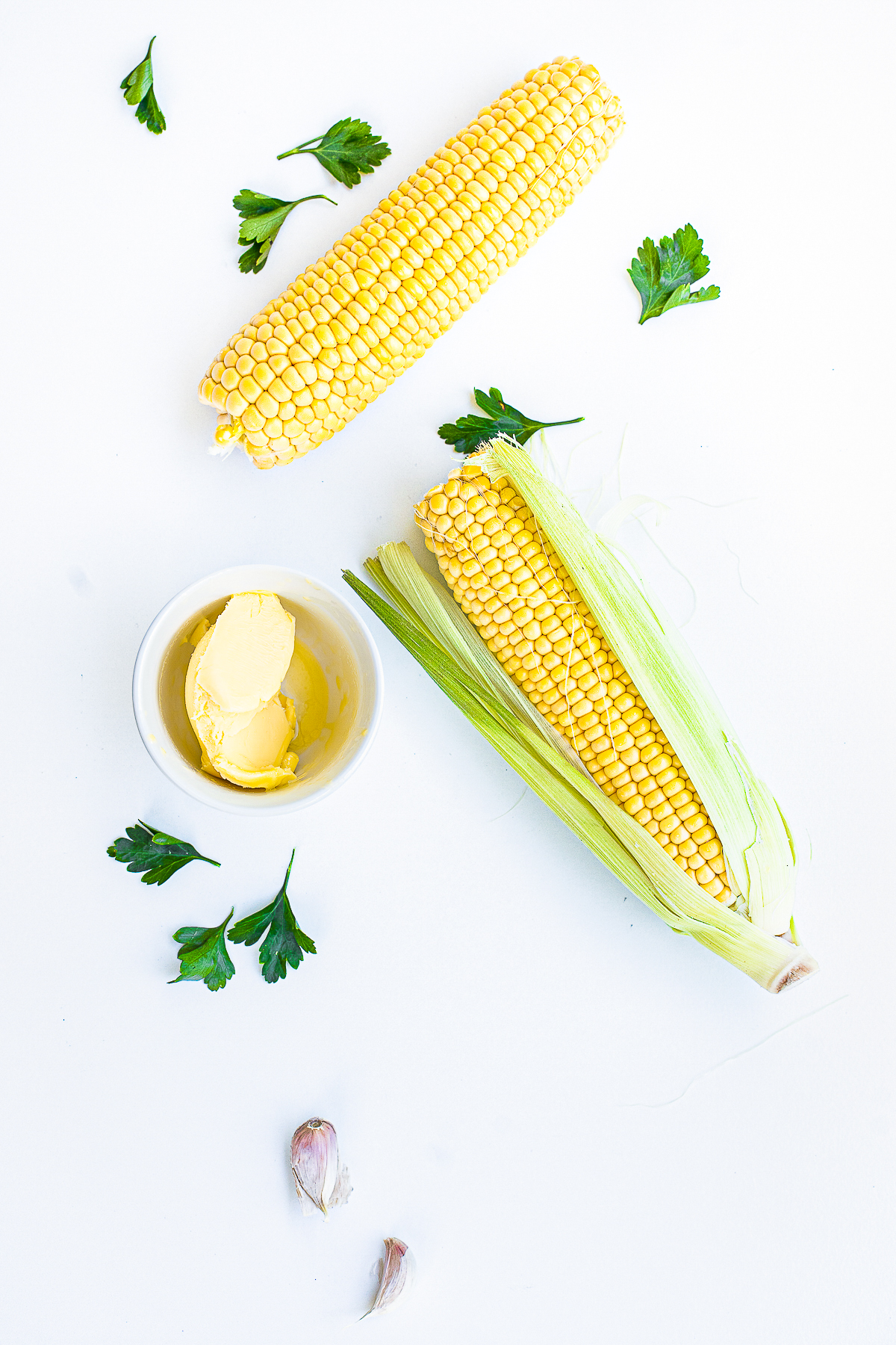 Ingredients needed to make Grilled Corn.