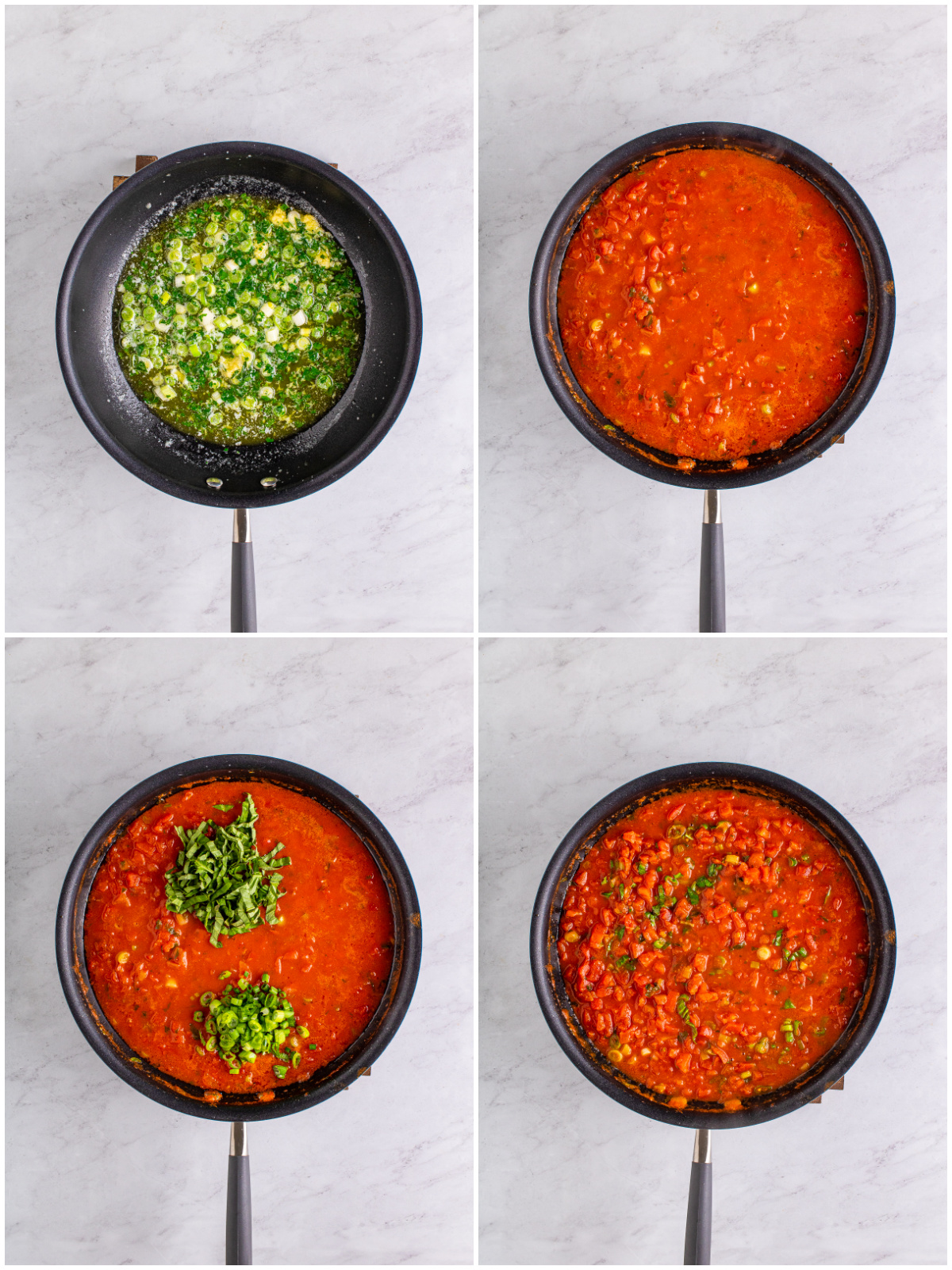 Step by step photos on how to make Tomato Basil Sauce.