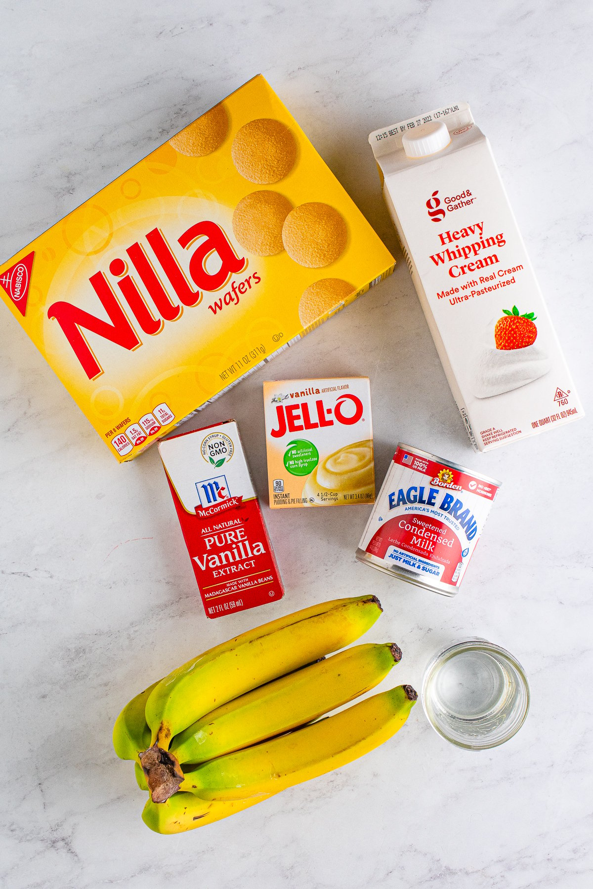 Ingredients needed to make Magnolia Banana Pudding.