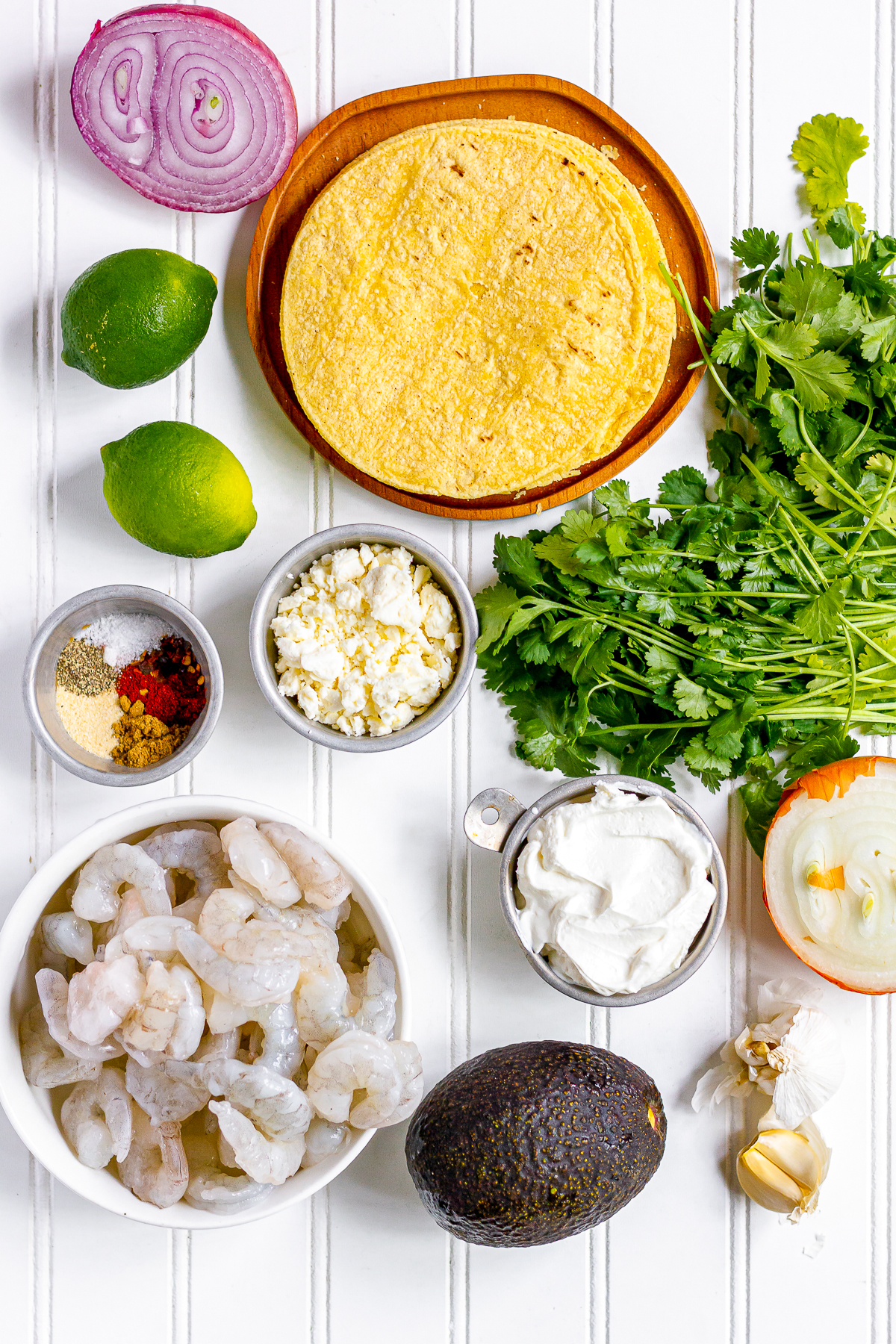 ingredients needed to make spicy shrimp tacos