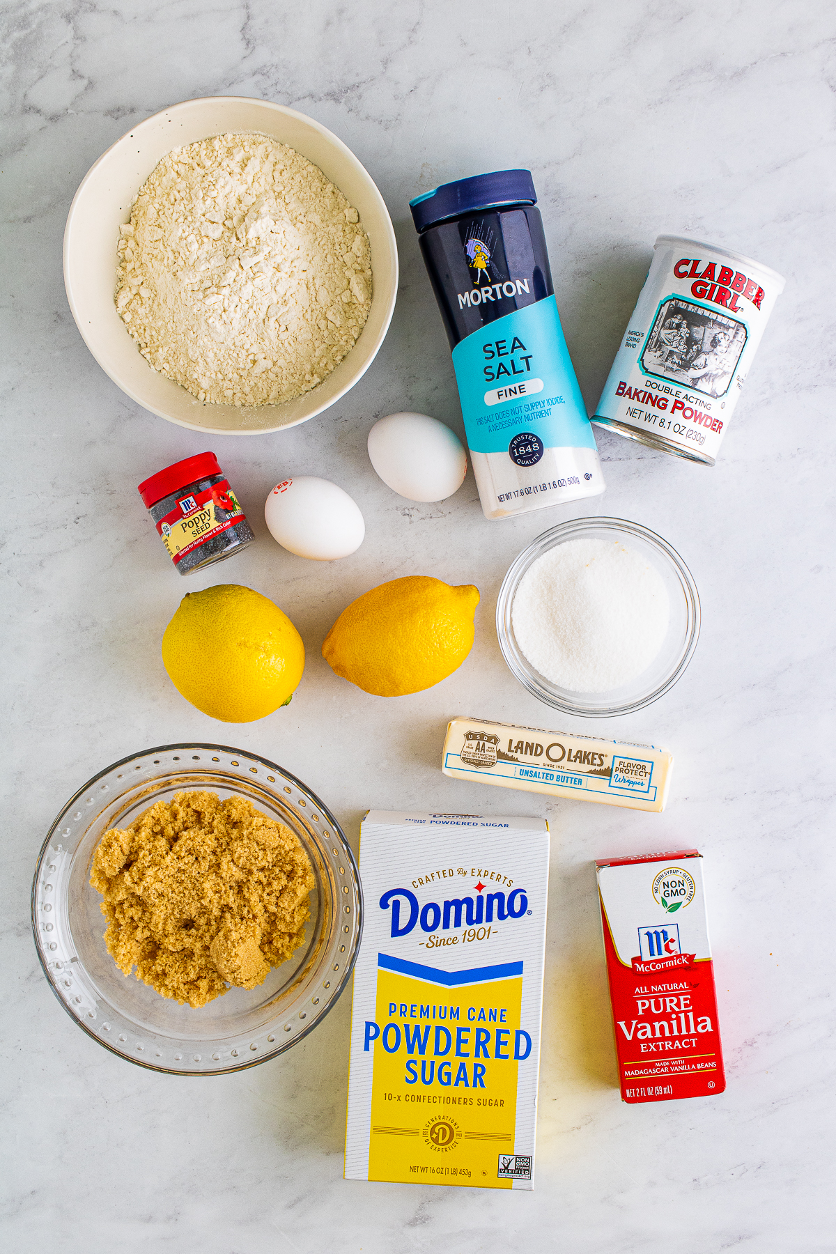 ingredients needed to make lemon poppyseed bars