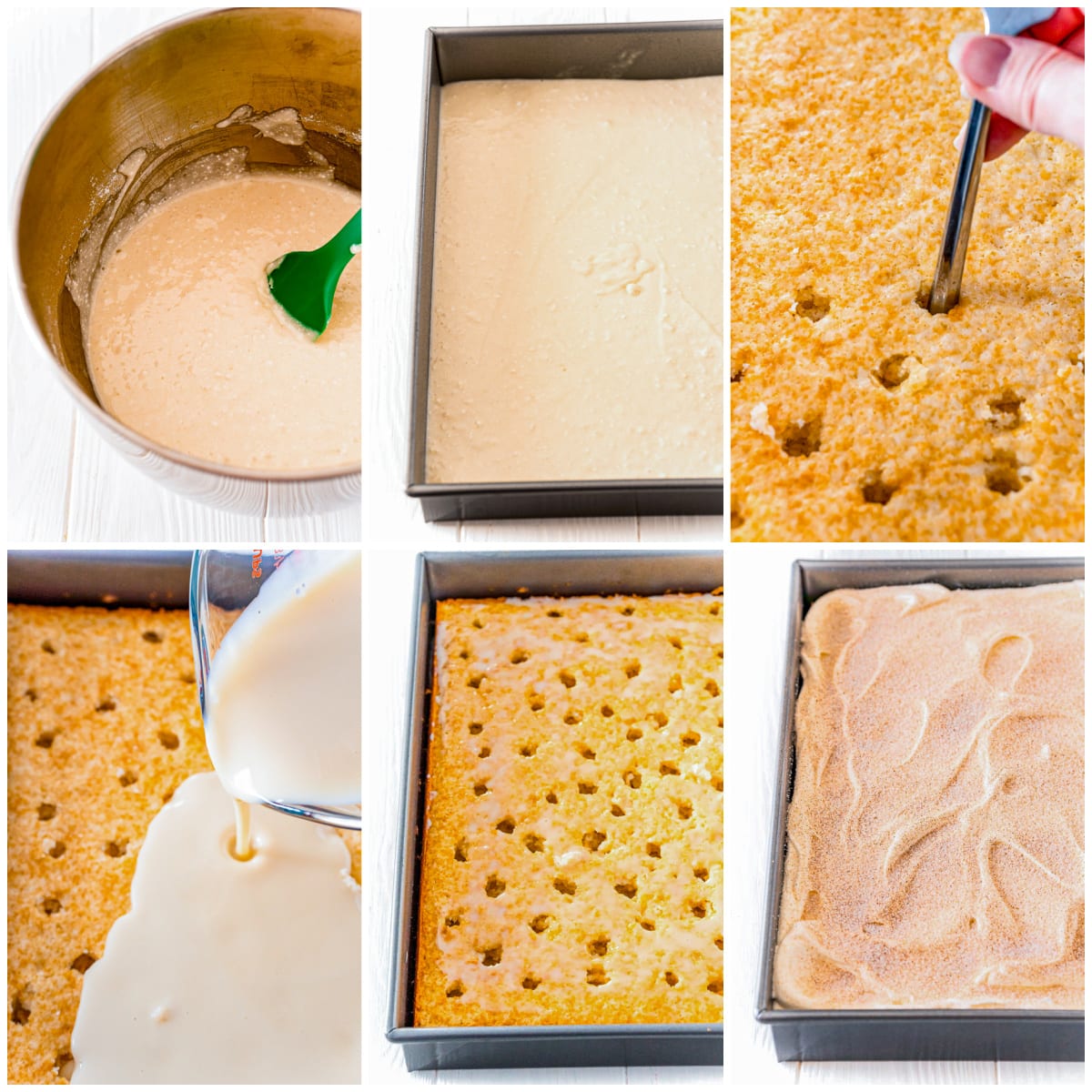 Step by step photos on how to make a RumChata Poke Cake.