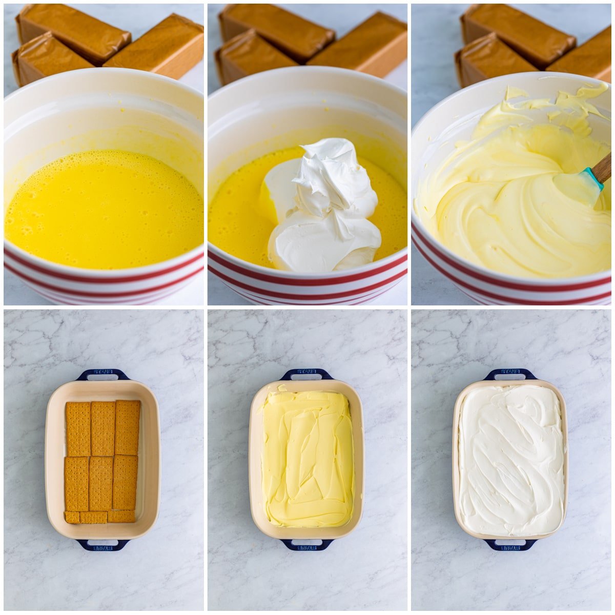 Step by step photos on how to make a Banana Icebox Cake.