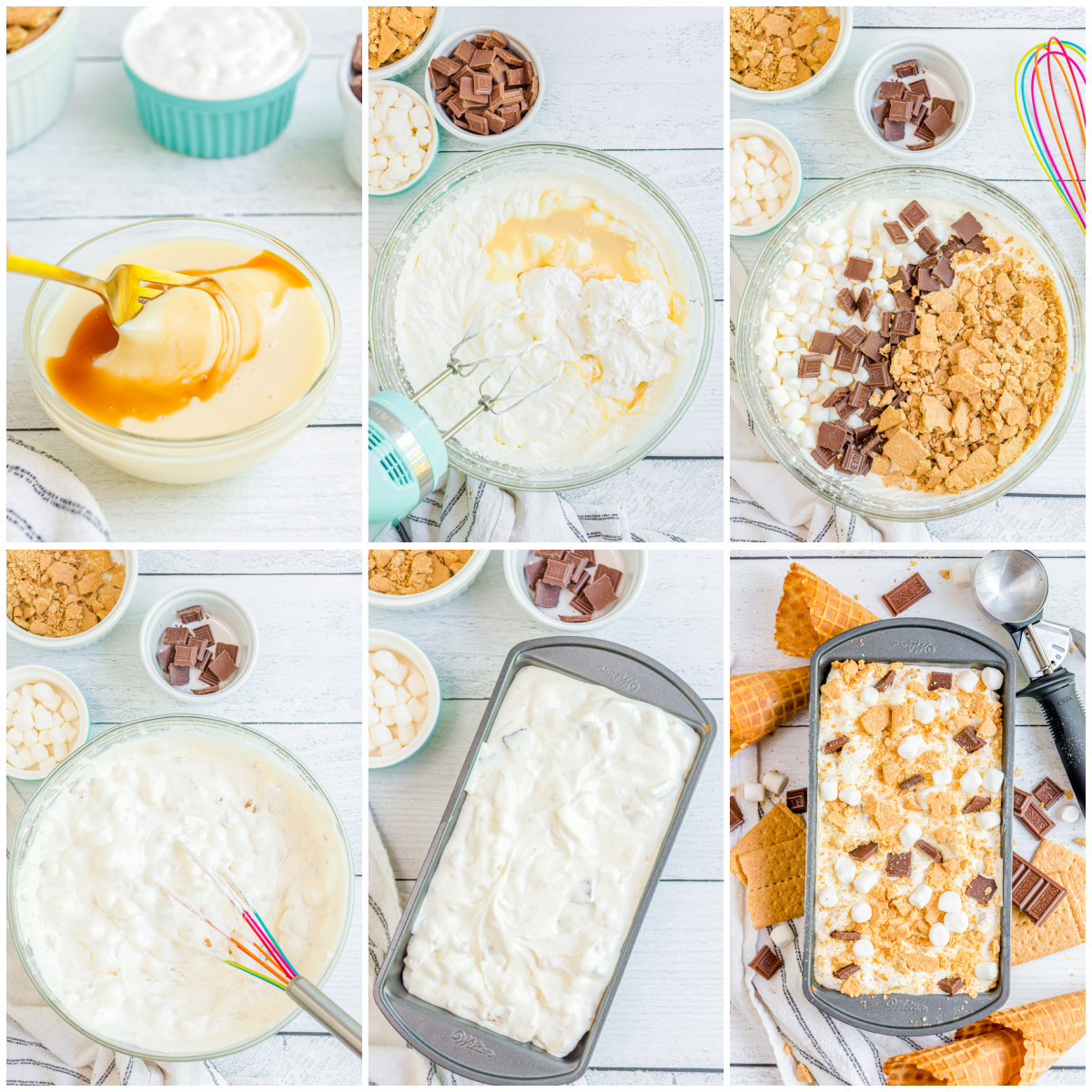 Step by step photos on how to make S'mores Ice Cream.