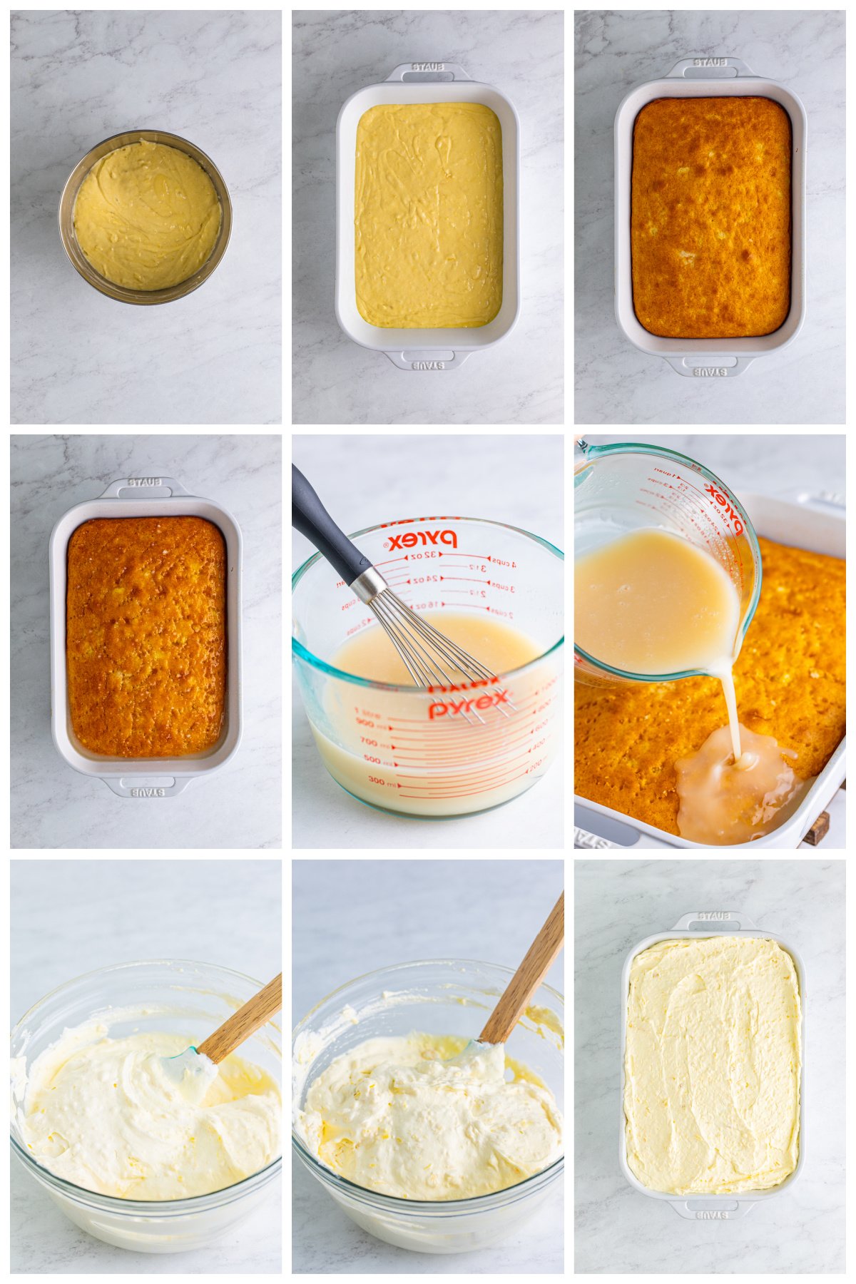Step by step photos on how to make a Pina Colada Cake.