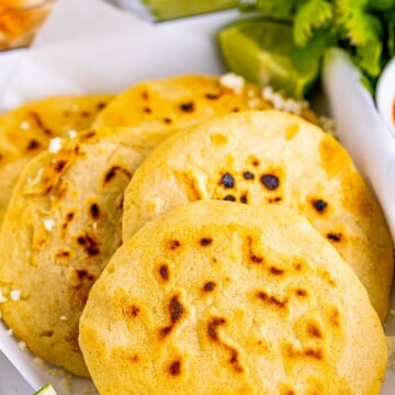 Close up of Pupusa Recipe inside dish layered.