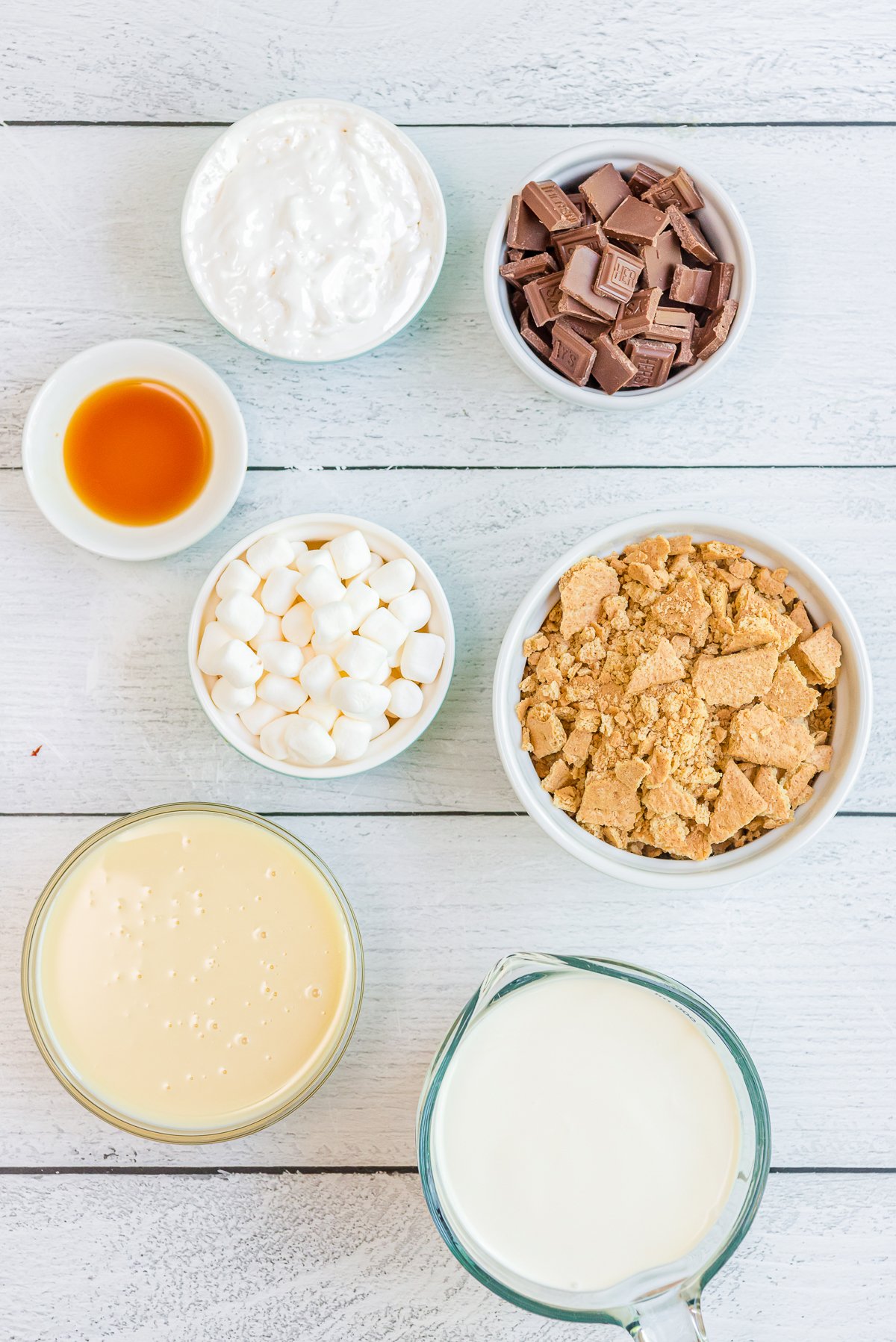 Ingredients needed to make S'mores Ice Cream.