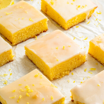 Cut brownies on parchment paper.