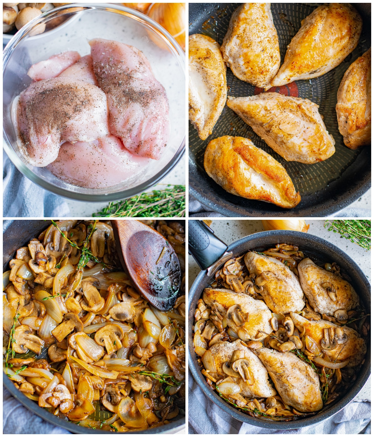 Step by step photos on how to make Chicken with Mushrooms.
