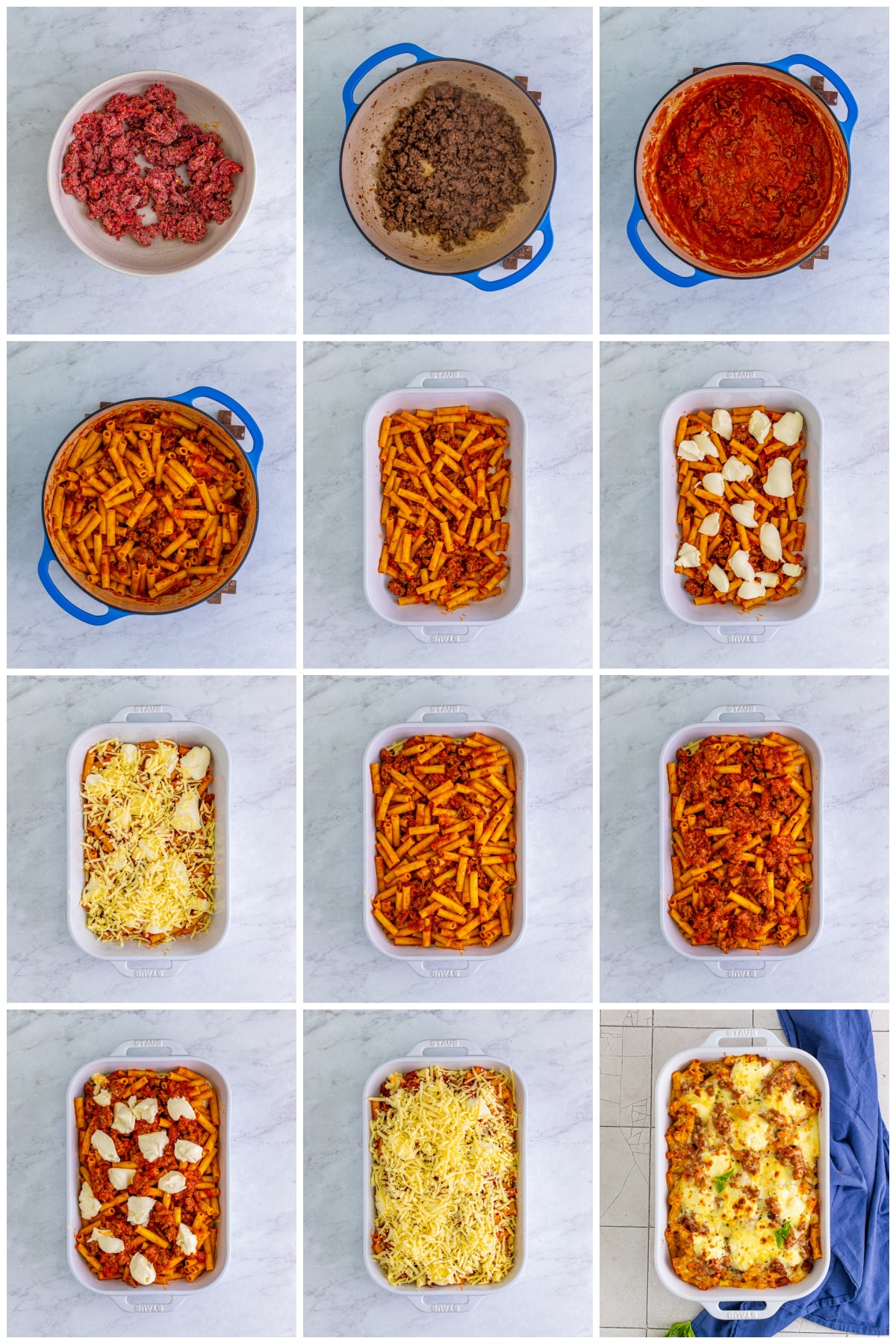 Step by step photos on how to make Easy Baked Ziti.