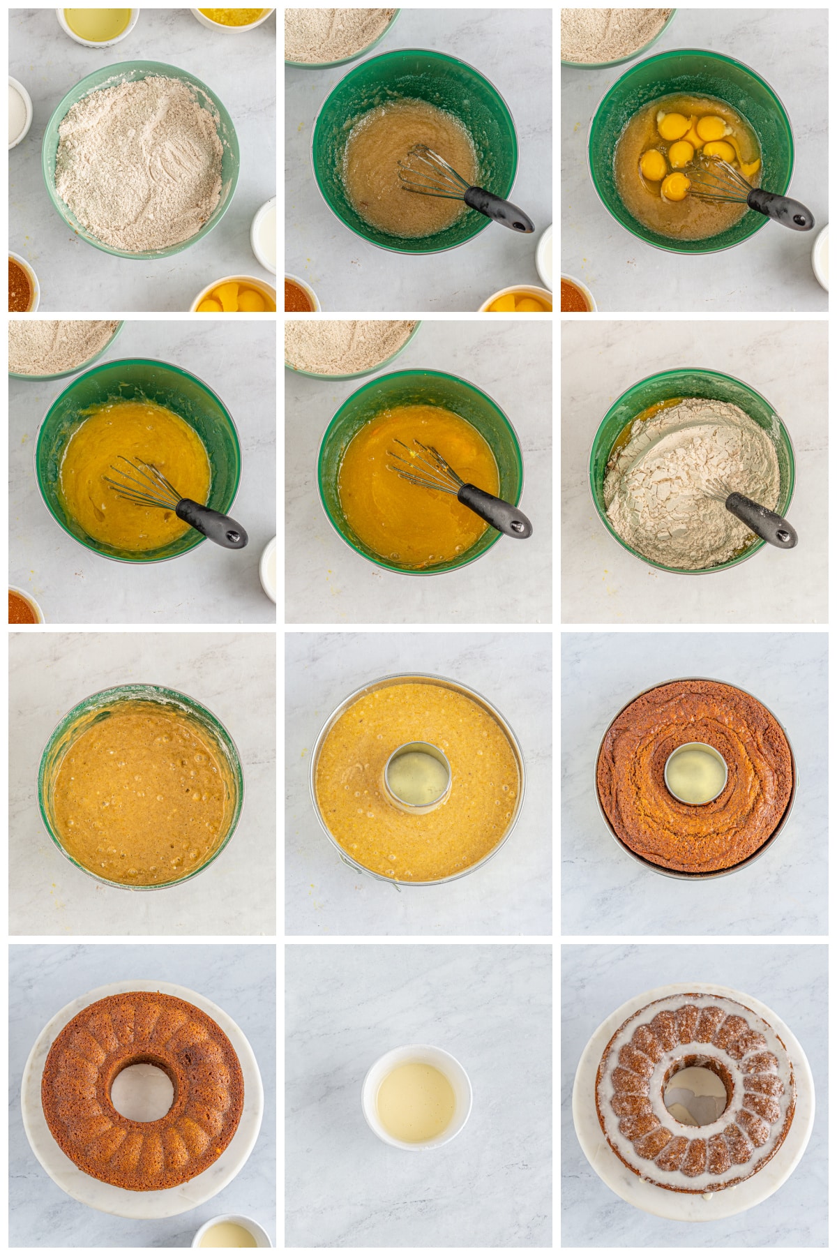 Step by step photos on how to make a Honey Citrus Spiced Bundt Cake.