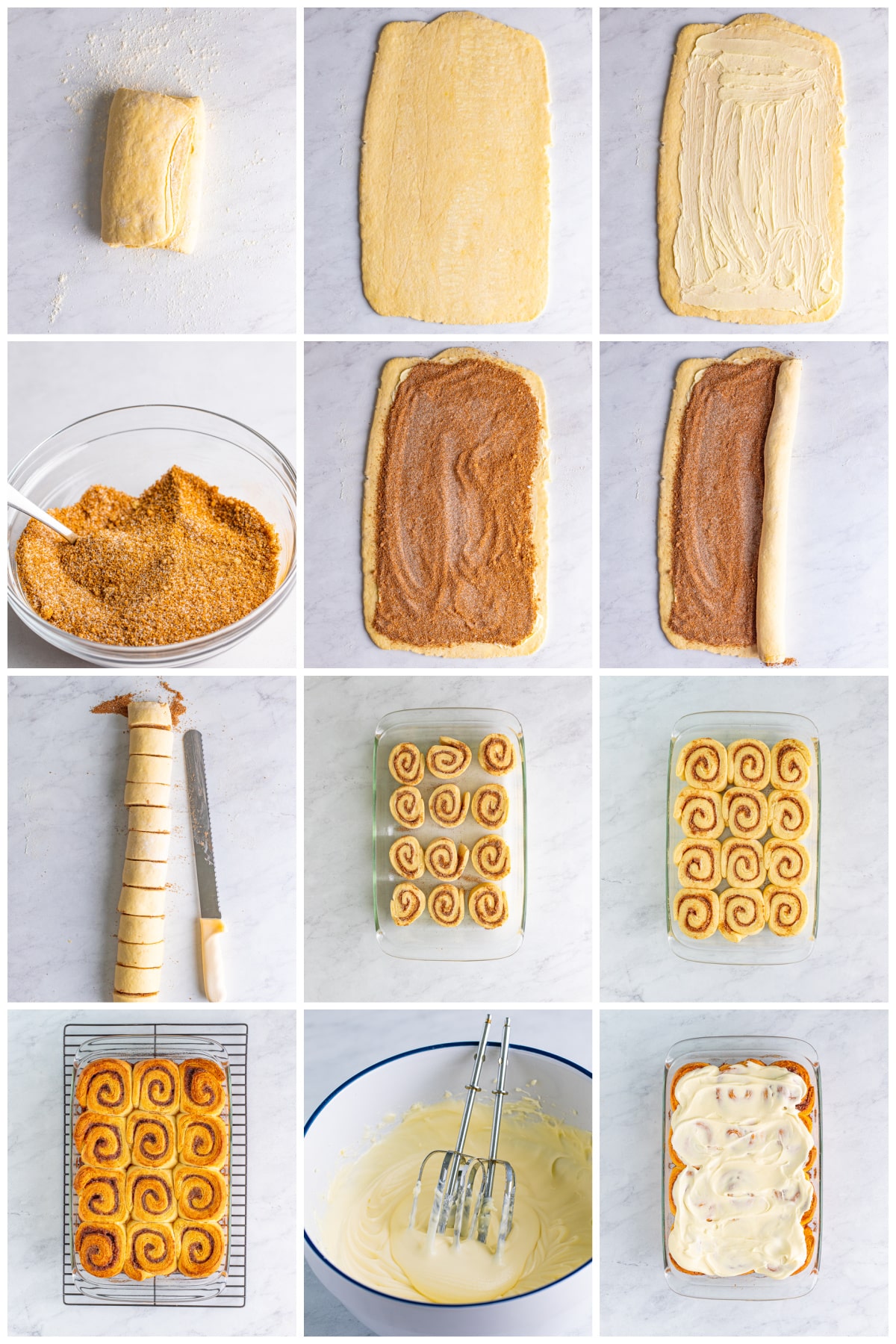Step by step photos on how to assemble and bake Soft Cinnamon Rolls.