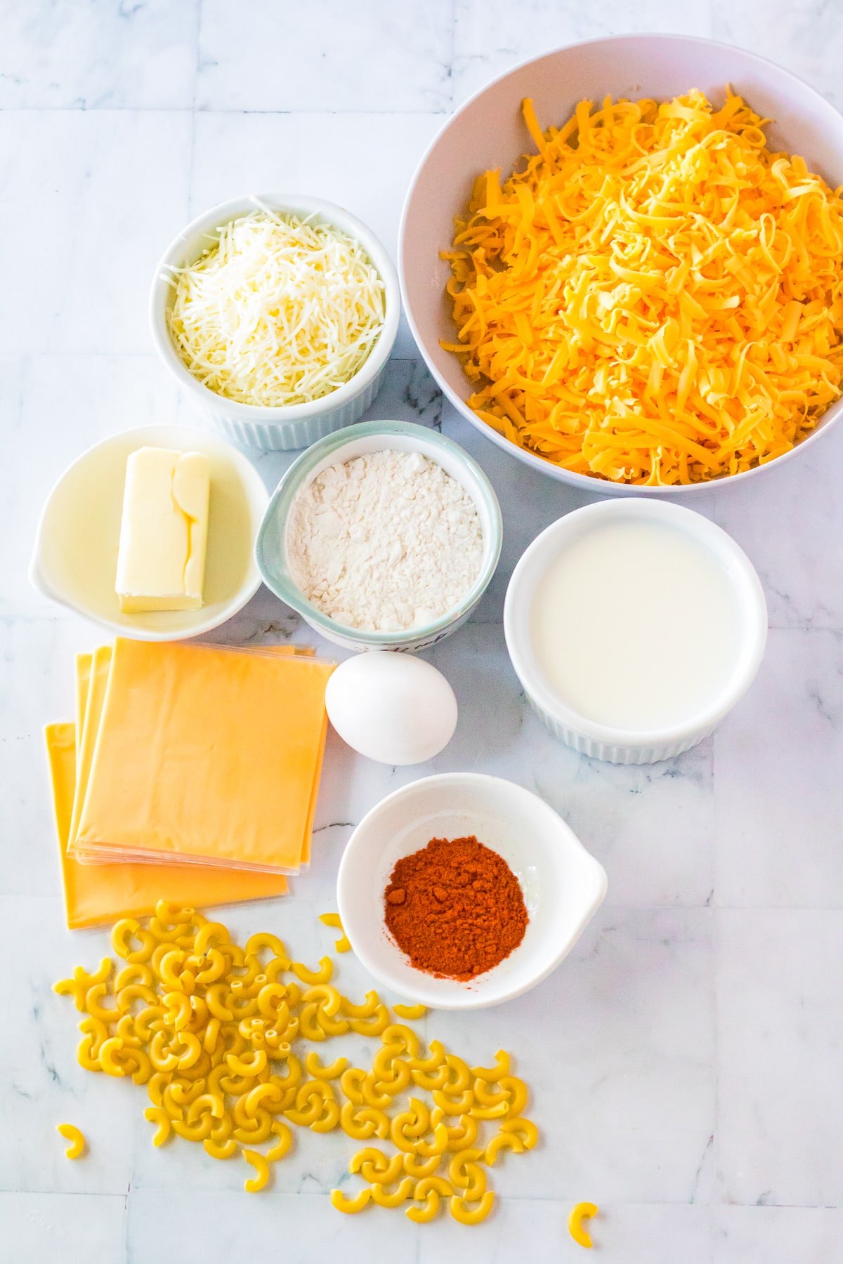 Ingredients needed to make a Chick-fil-A Mac and Cheese Recipe.