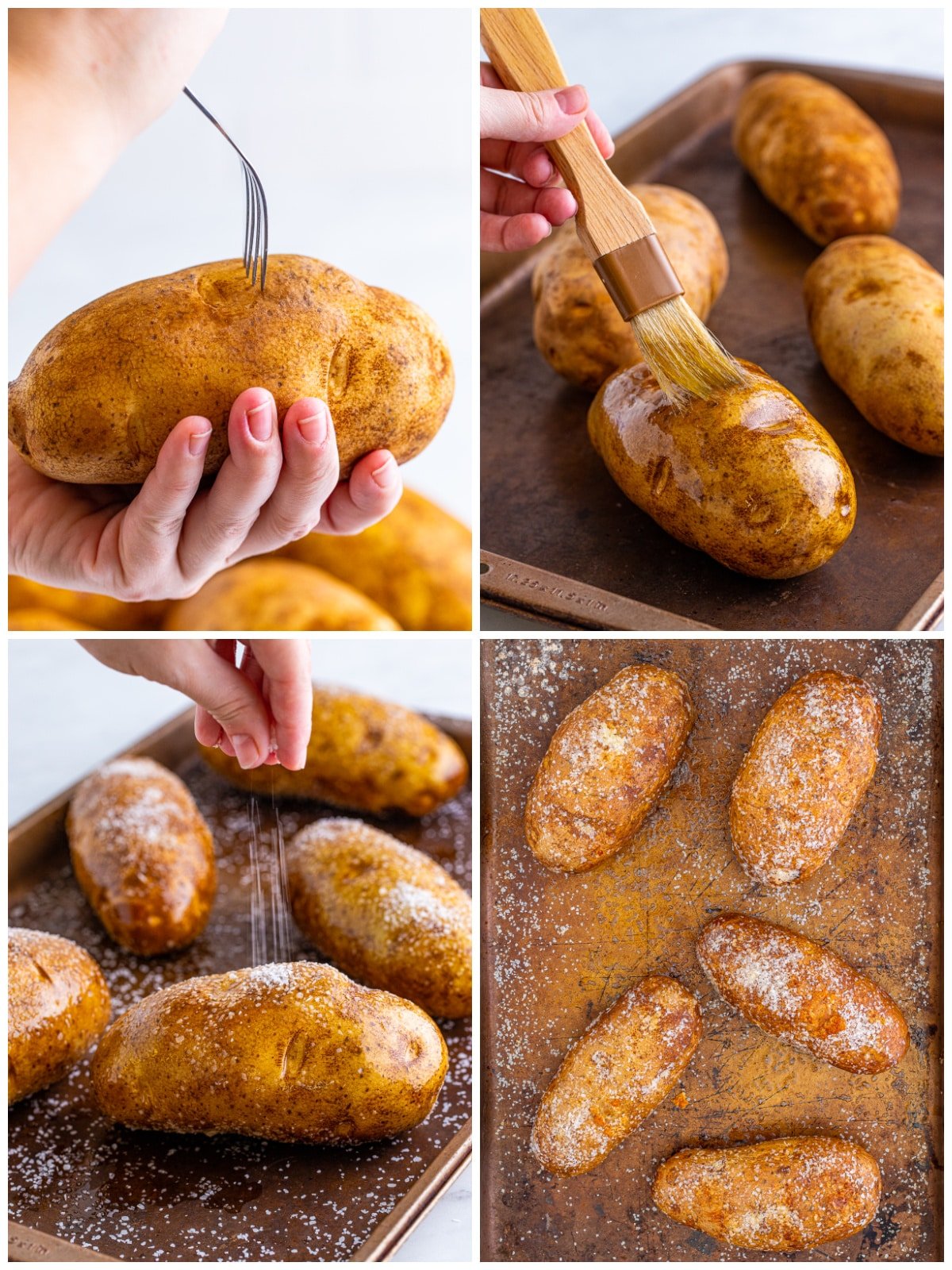 Step by step photos on how to make Crispy Baked Potatoes.