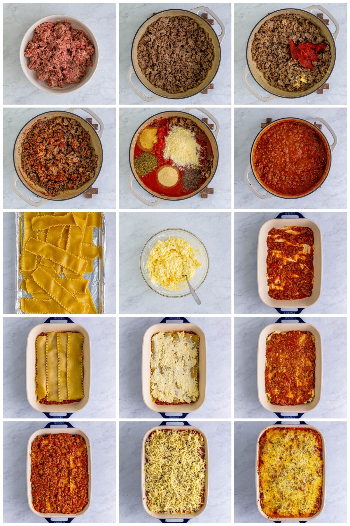 Step by step photos on how to make a Homemade Lasagna.