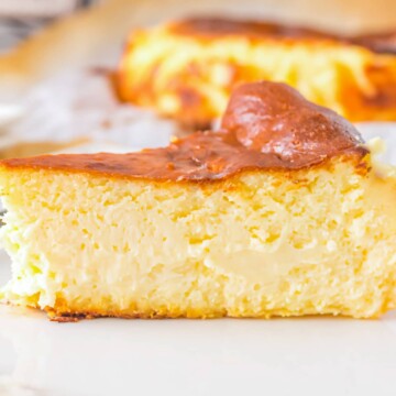 Slice of the Basque Cheesecake Recipe.