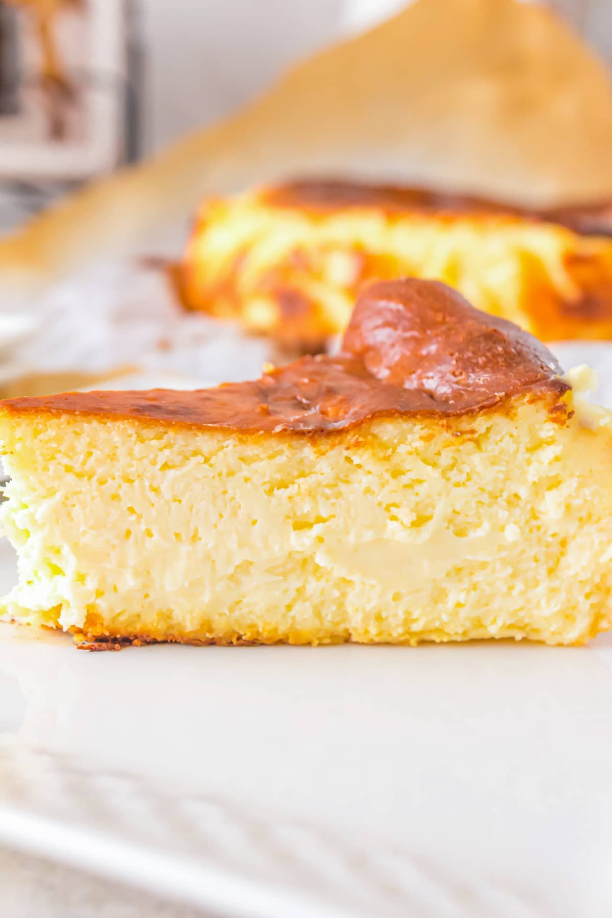 Slice of the Basque Cheesecake Recipe.