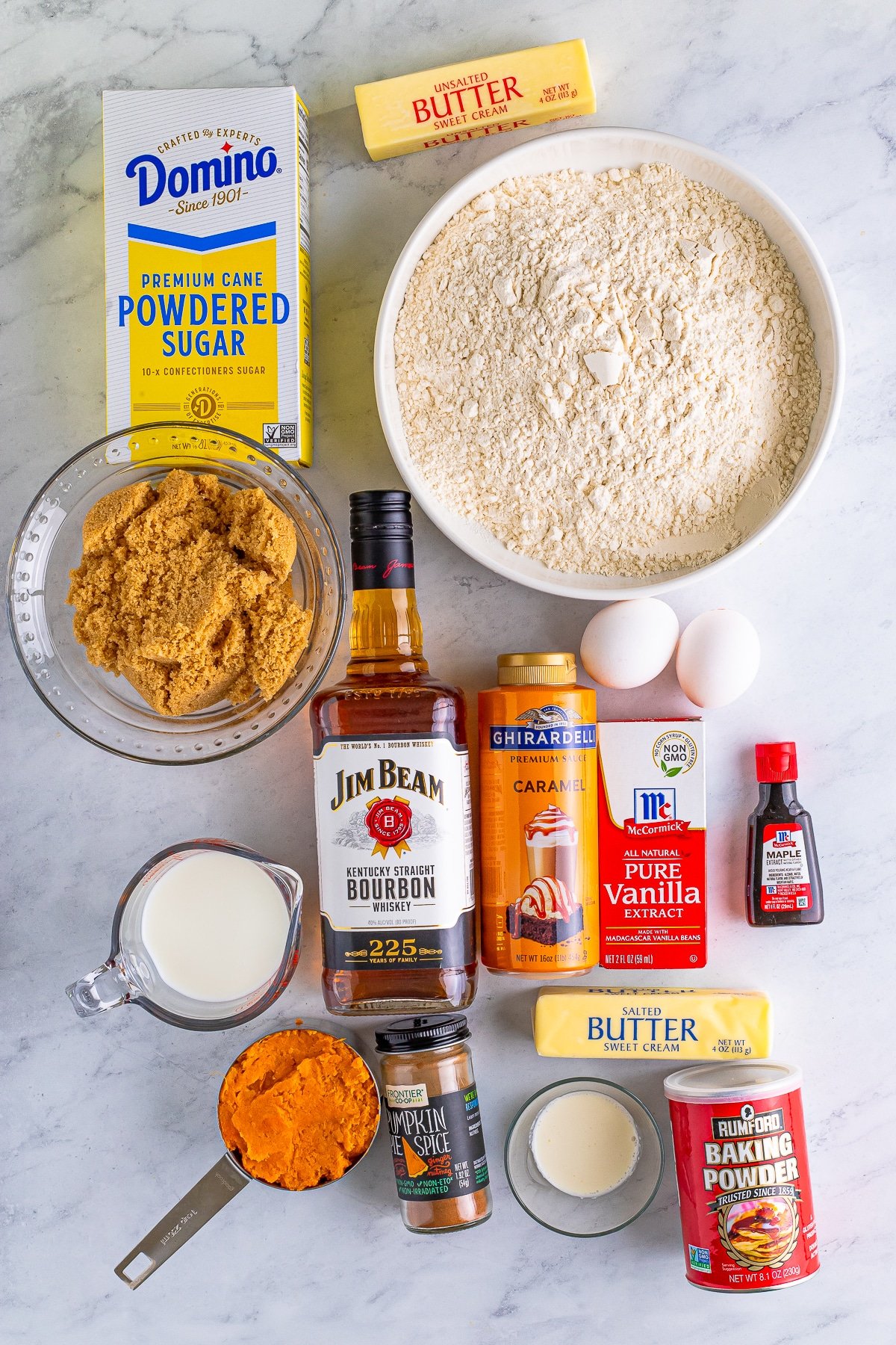 Ingredients needed to make a Sweet Potato Cake.