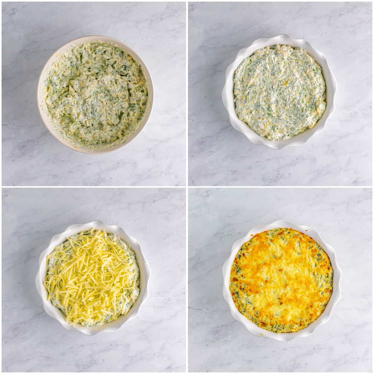 Step by step photos on how to make Hot Spinach Artichoke Dip.