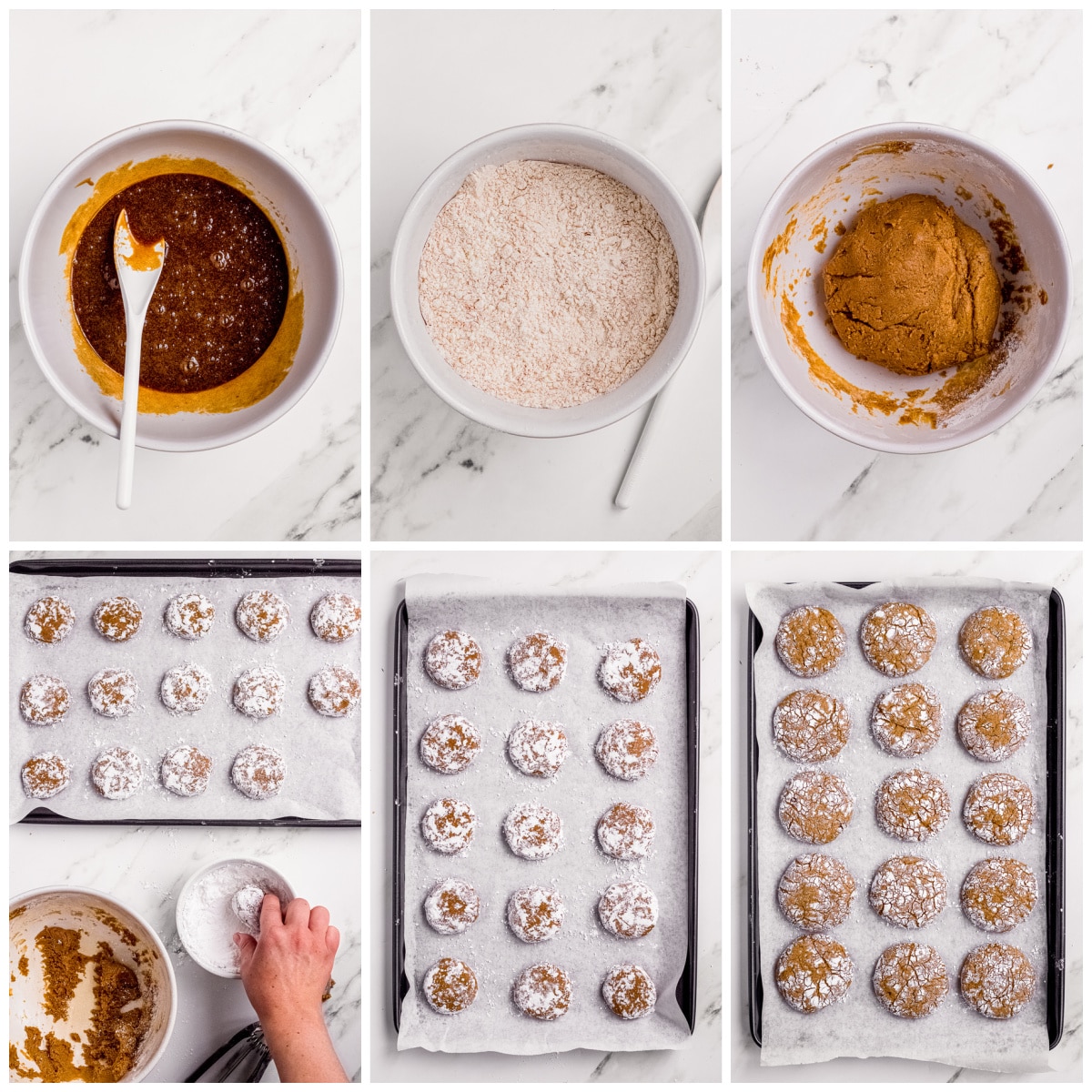 Step by step photos on how to make Molasses Crinkle Cookies.