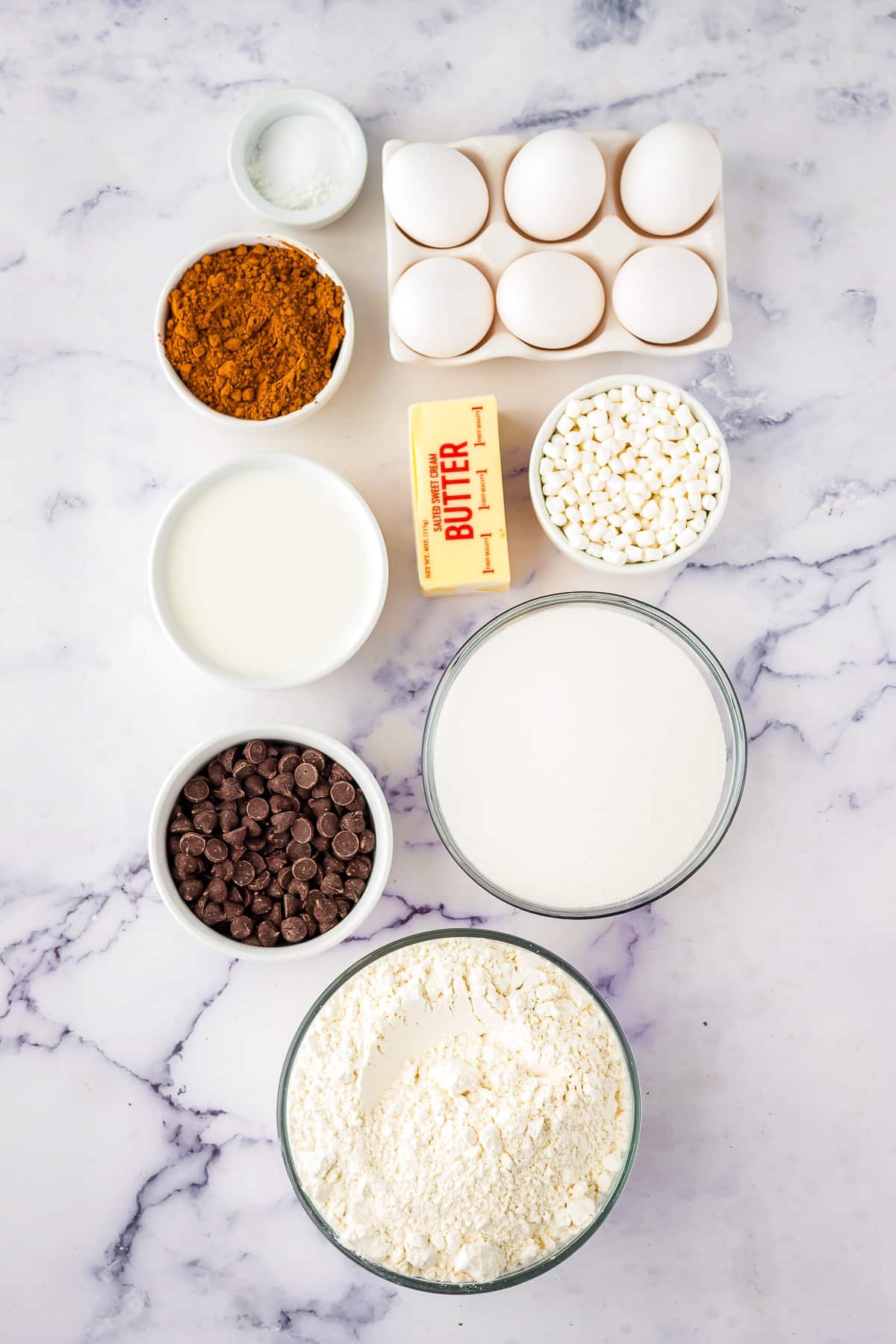 Ingredients needed to make a Hot Chocolate Cake.
