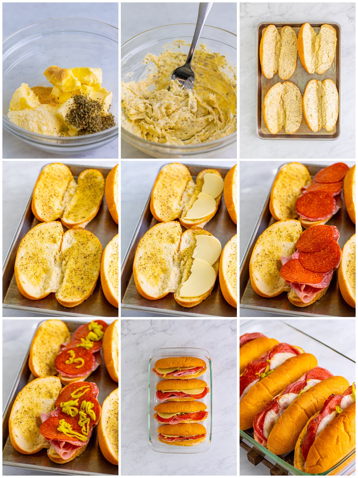 Step by step photos on how to make Italian Subs.