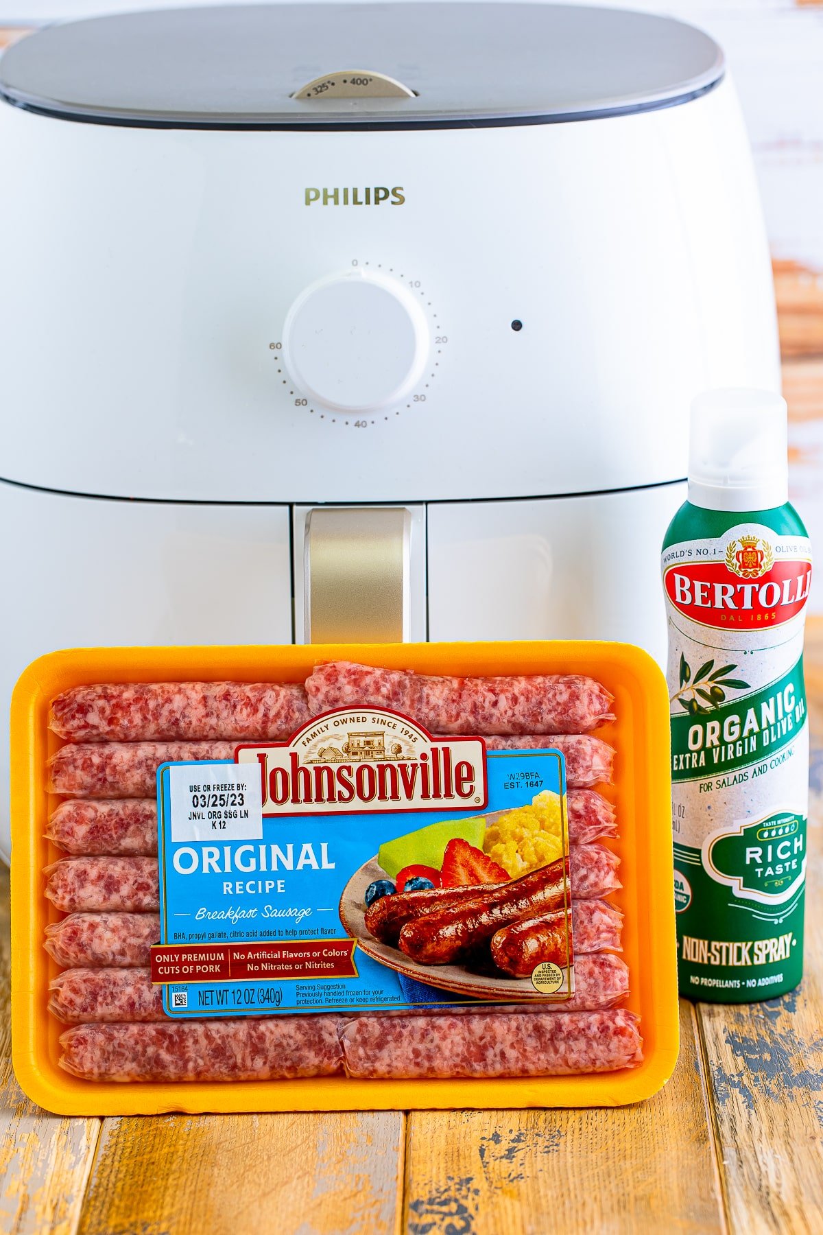 Image showing the ingredients needed to make air fryer breakfast sausage links